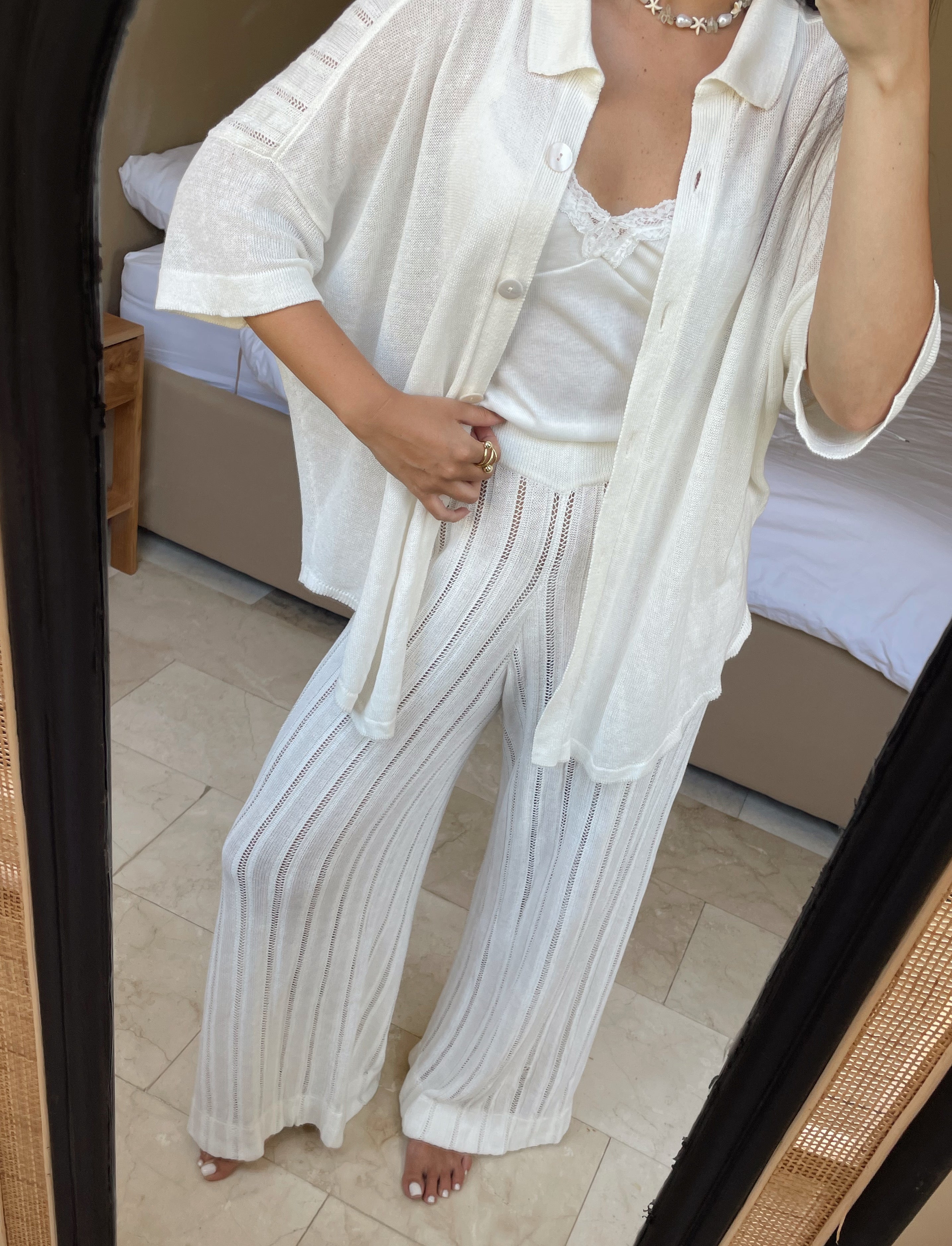 CAPRI Knitted Linen and Cotton Pants
