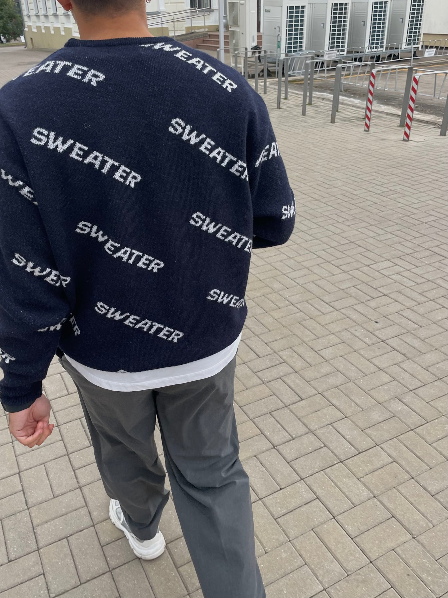 "Sweater" Navy Blue Merino Wool Jumper