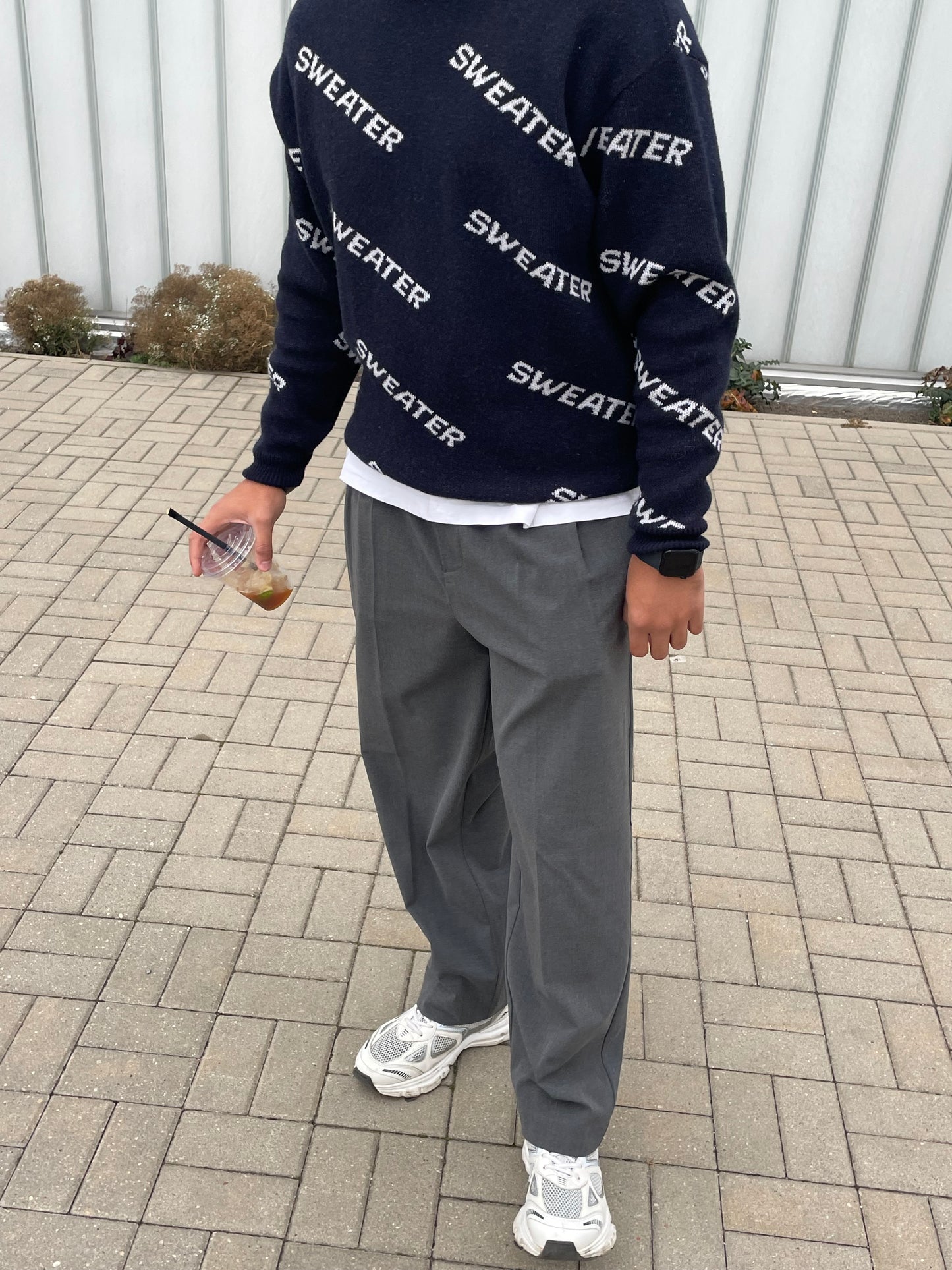 "Sweater" Navy Blue Merino Wool Jumper