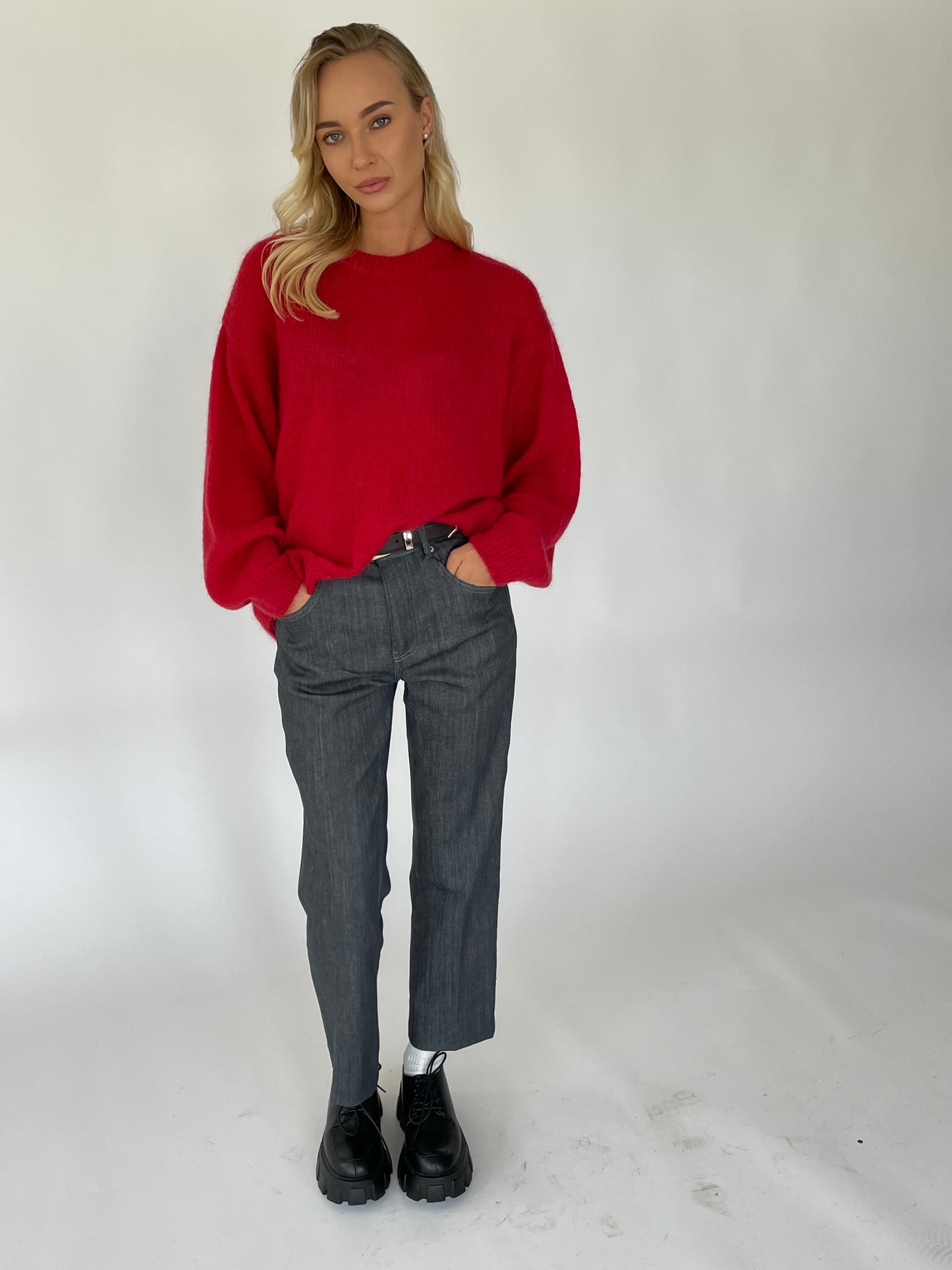SOFT ROME Mohair and Merino Wool Sweater Red