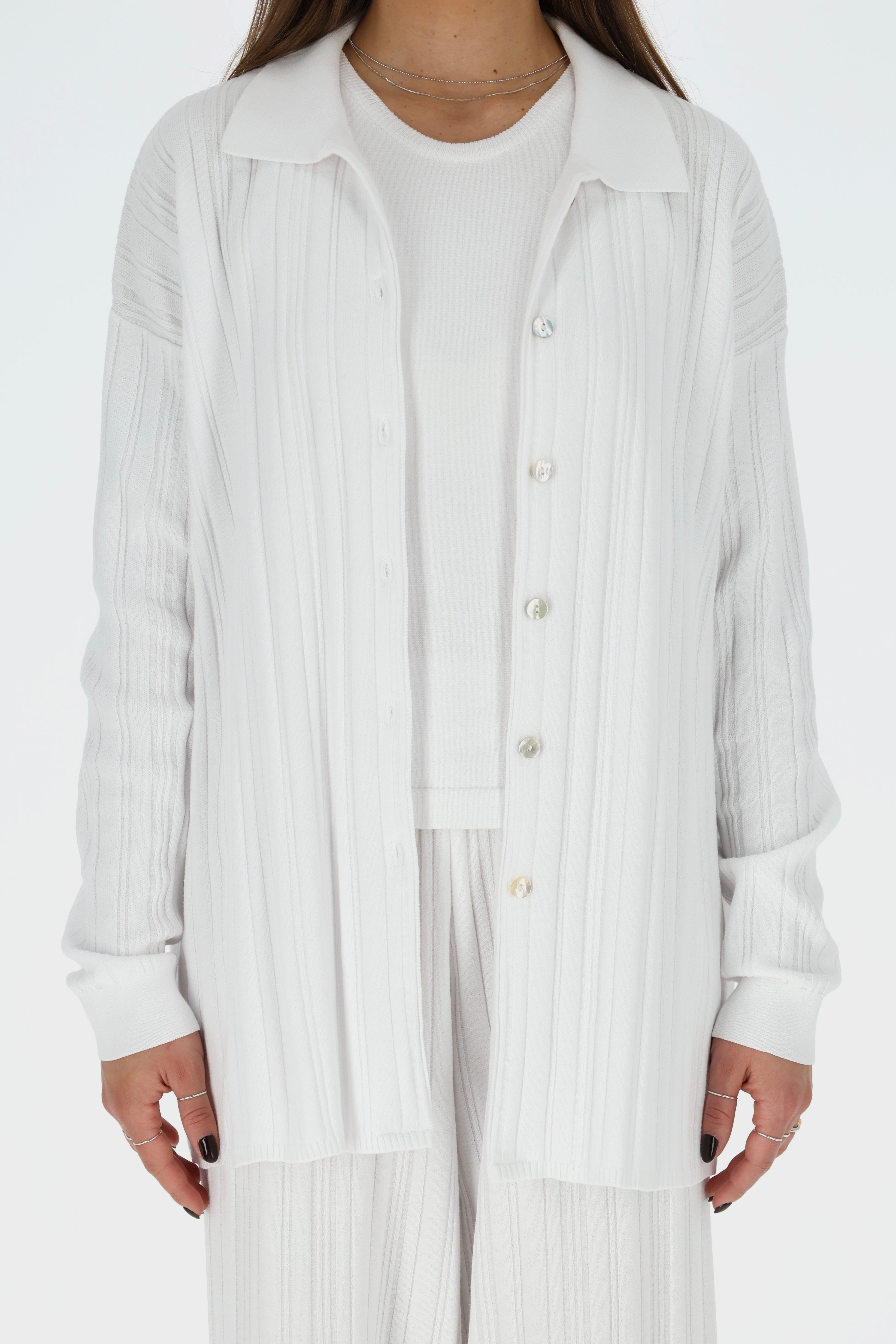 COPENHAGEN Knitted Viscose Shirt White