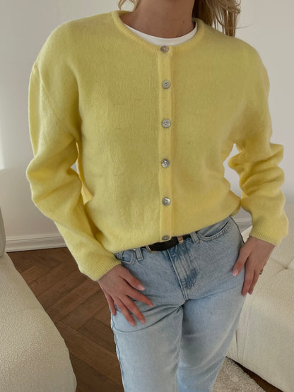 FLUFFY Alpaca Cardigan with Buttons Yellow