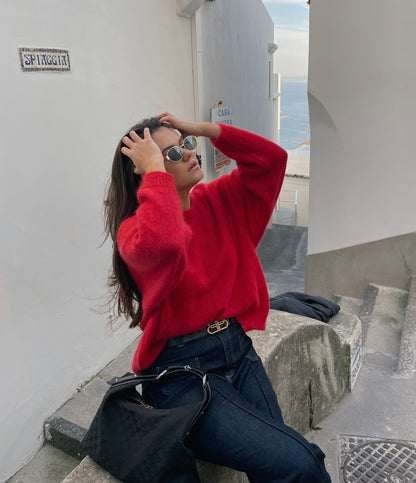 SOFT ROME Mohair and Merino Wool Sweater Red