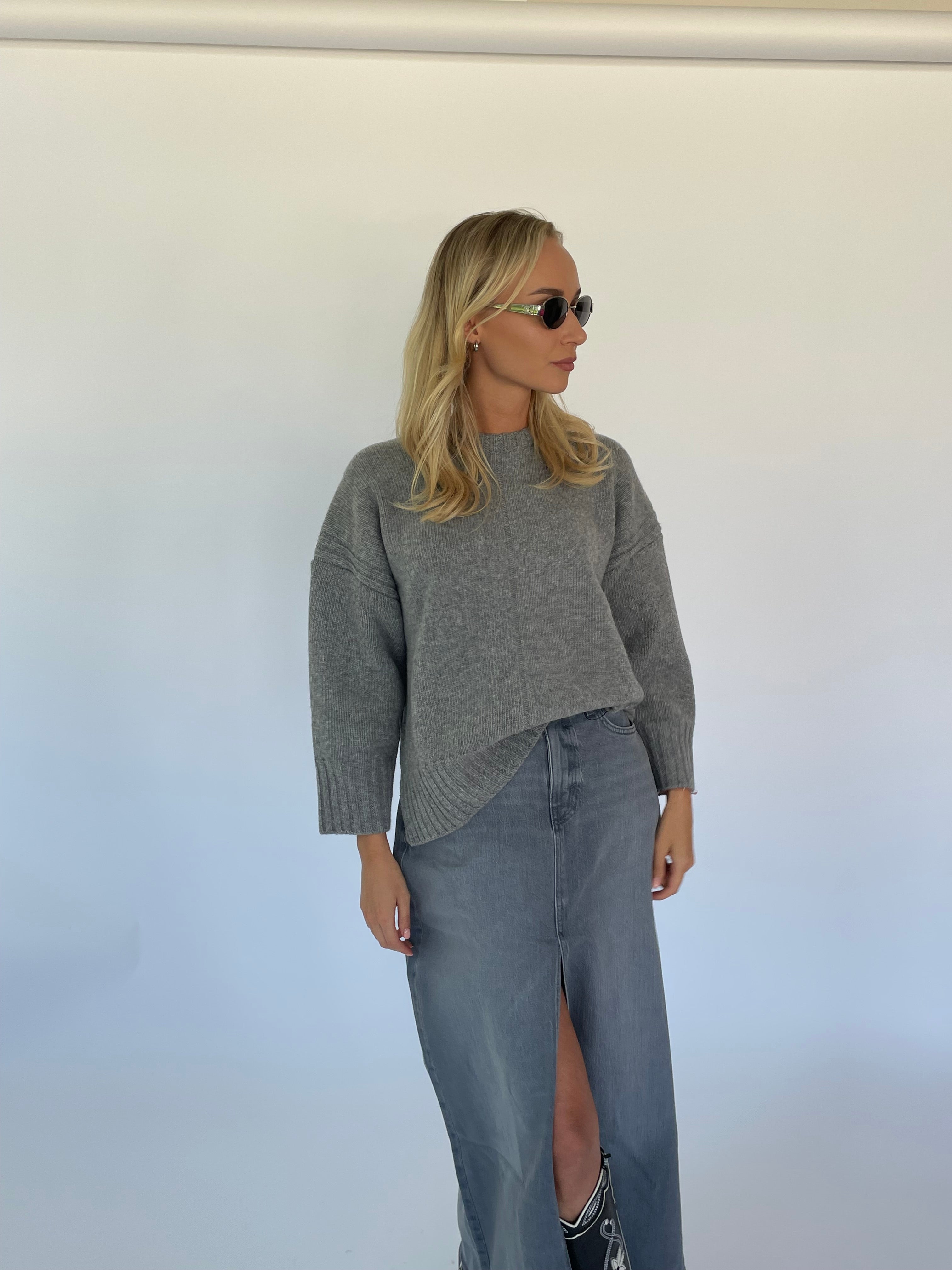 100% Merino Vilnos Megztinis Šviesiai Pilka