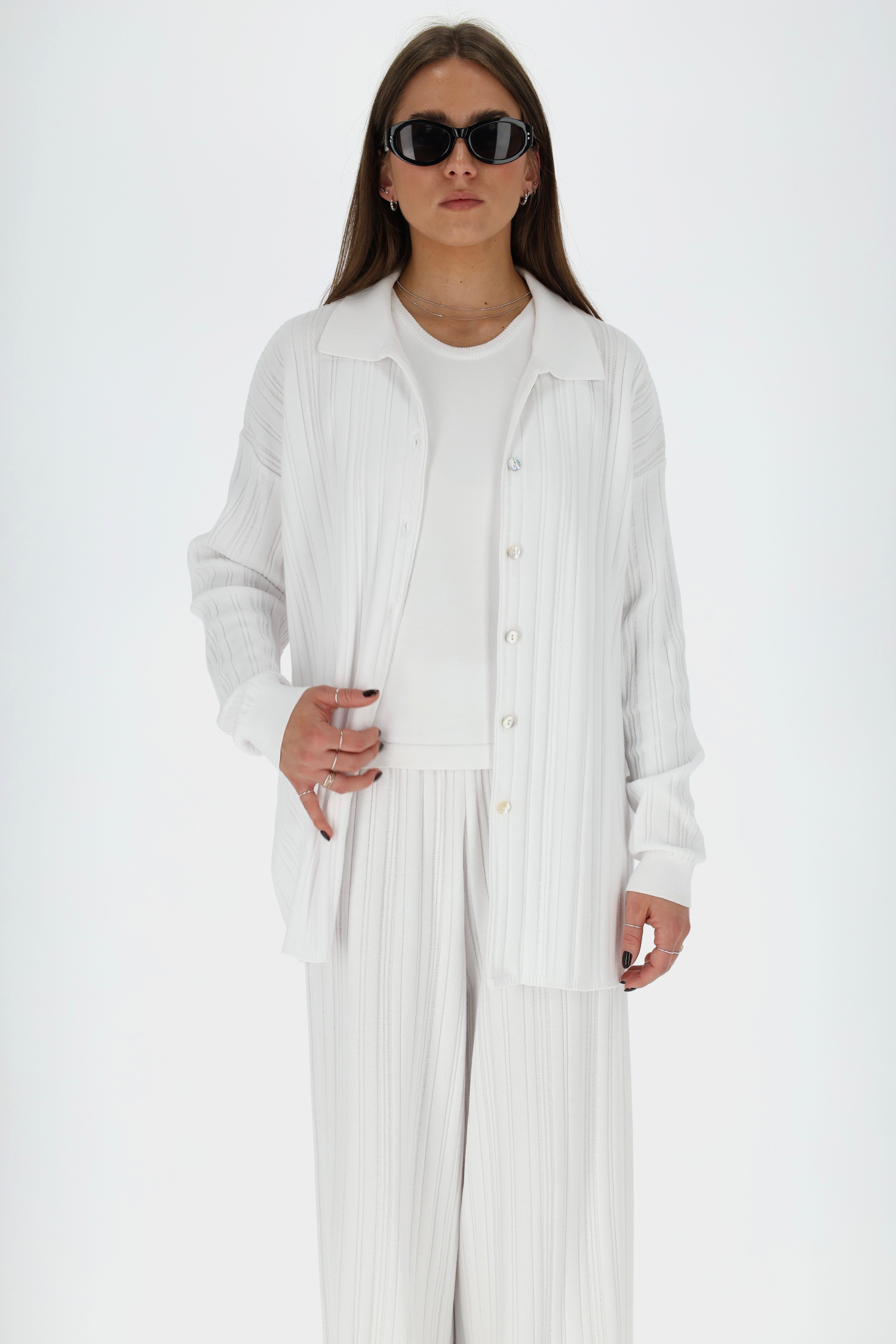 COPENHAGEN Knitted Viscose Blouse White 