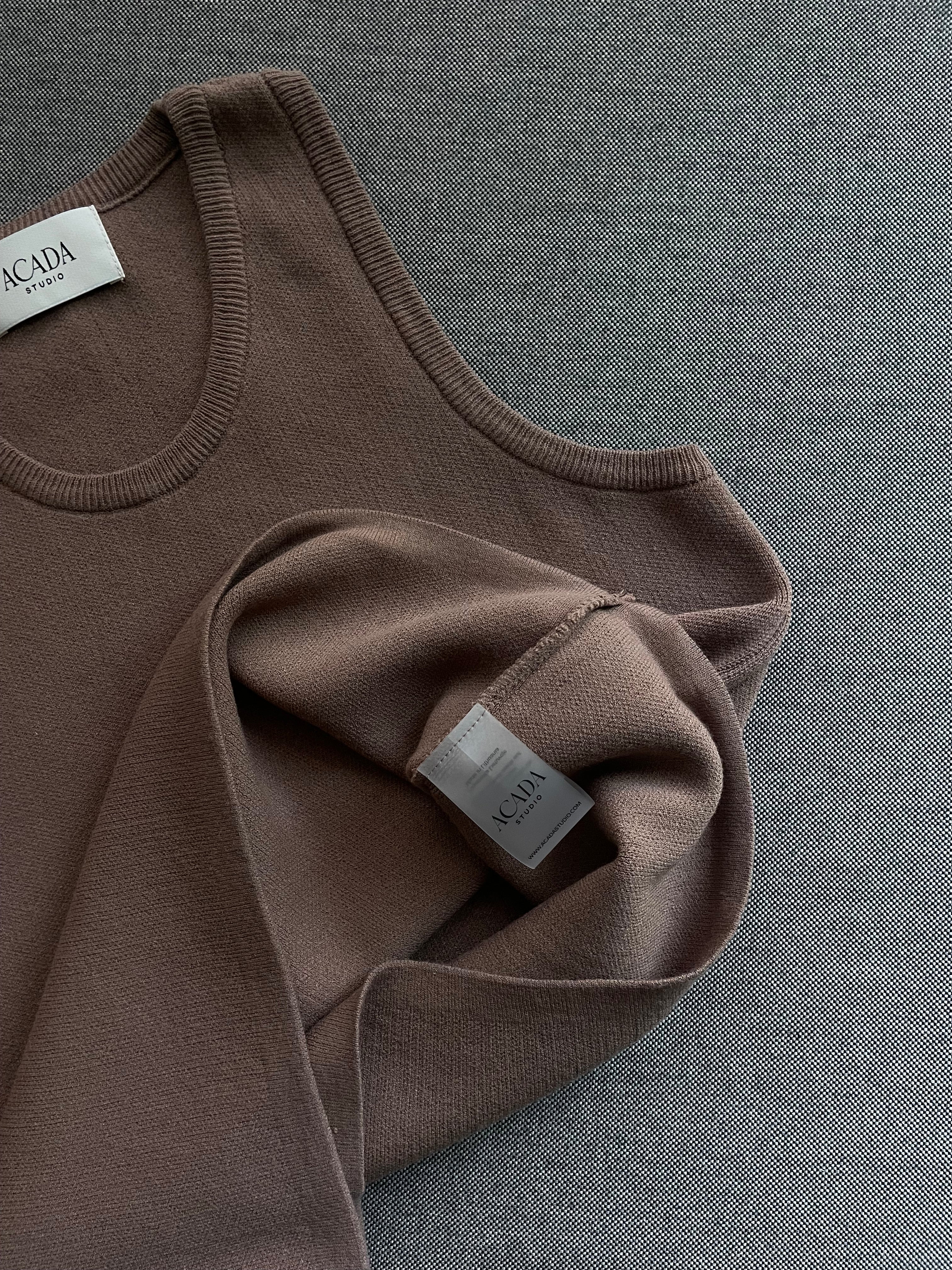 COPENHAGEN Knitted Viscose Blouse Brown 