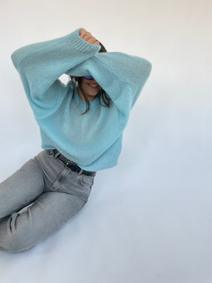 SOFT ROME Mohair and Merino Wool Sweater Light Blue