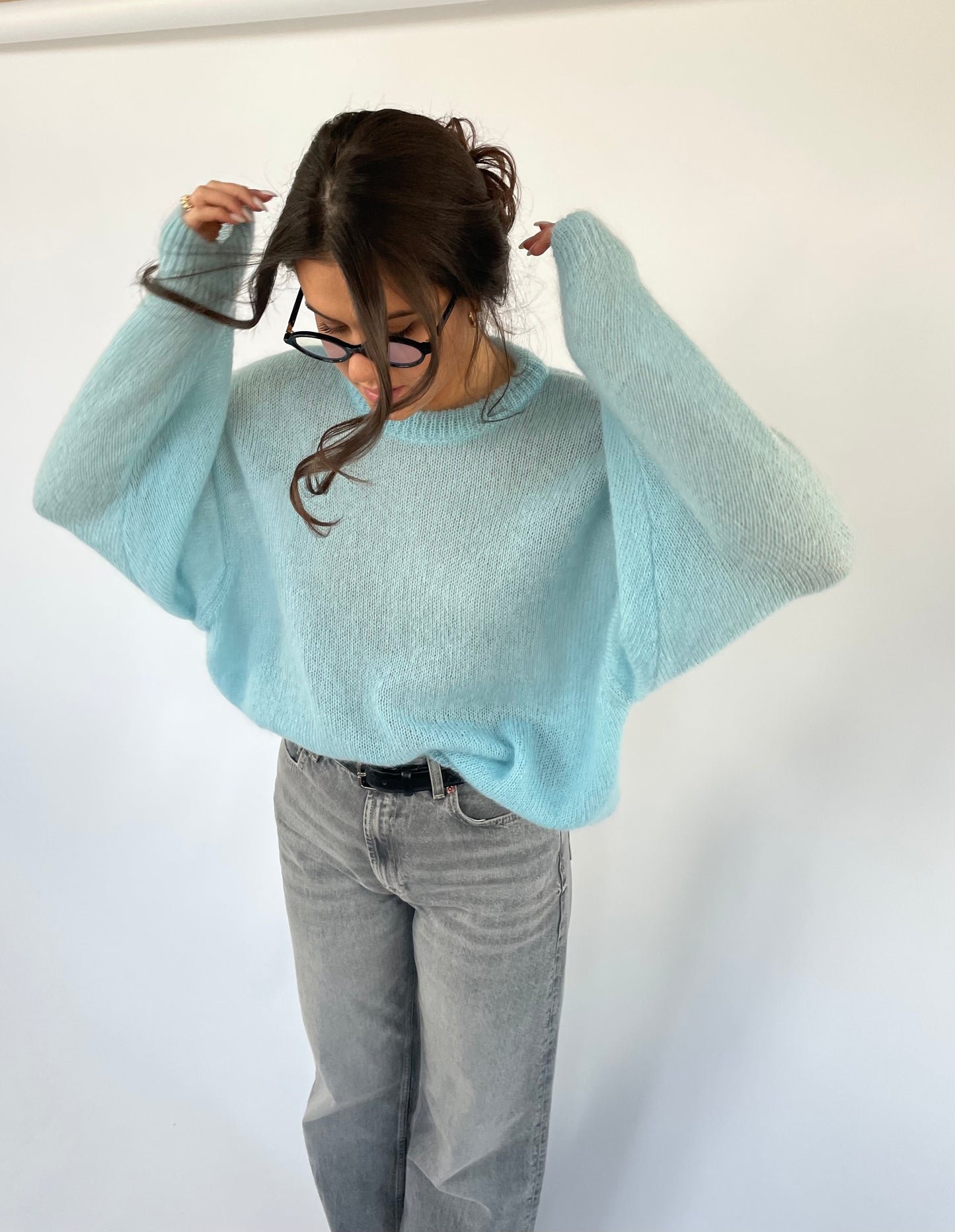 SOFT ROME Mohair and Merino Wool Sweater Light Blue