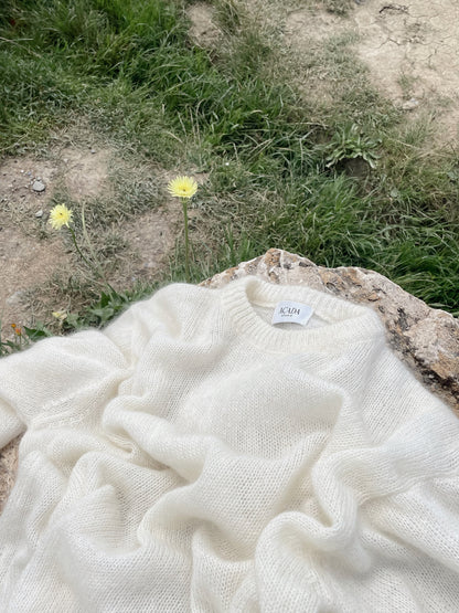 SOFT ROME Moheros ir Merino Vilnos Megztinis Balta