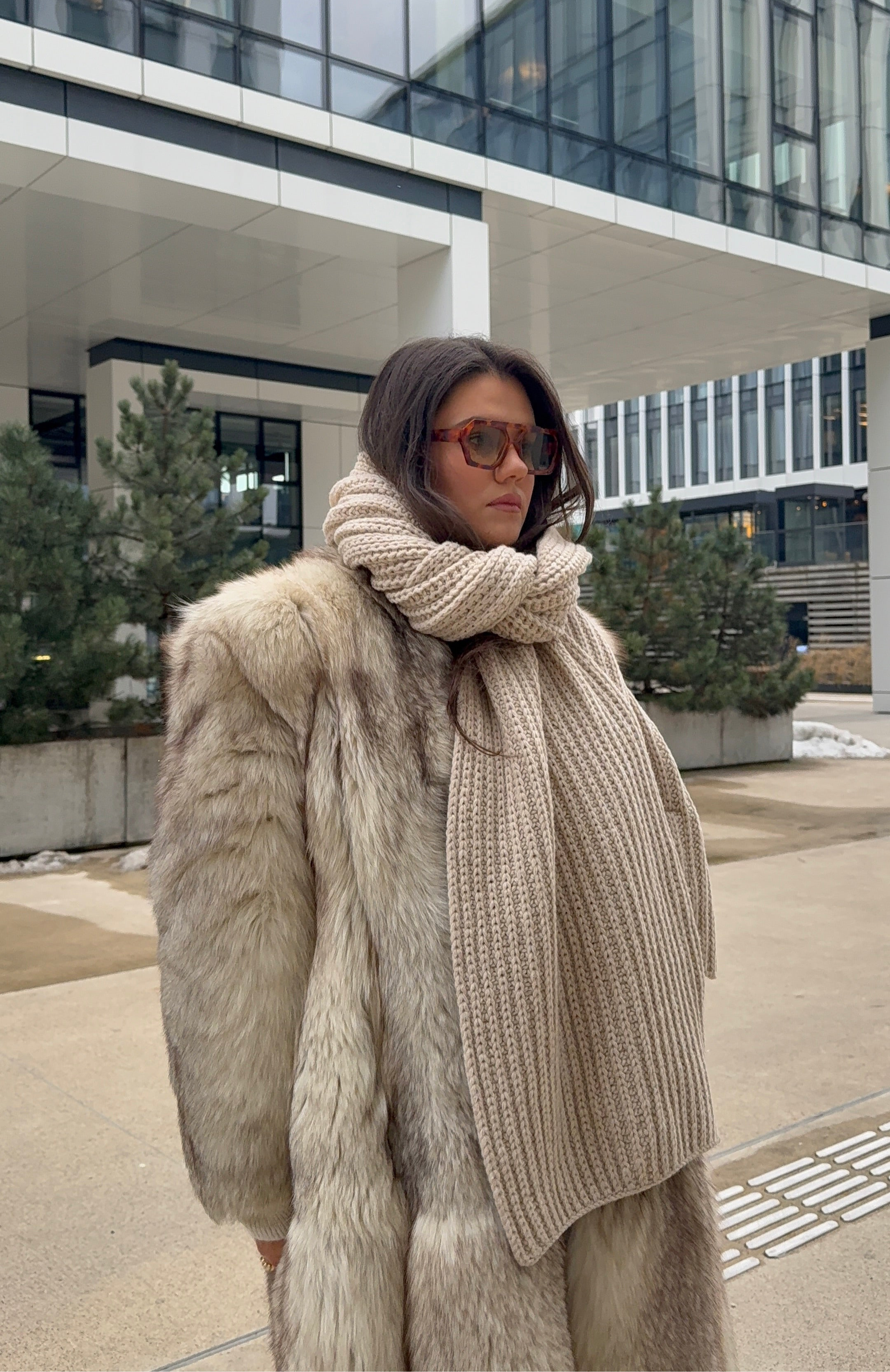 100% Merino Vilnos Šalikas Smėlio