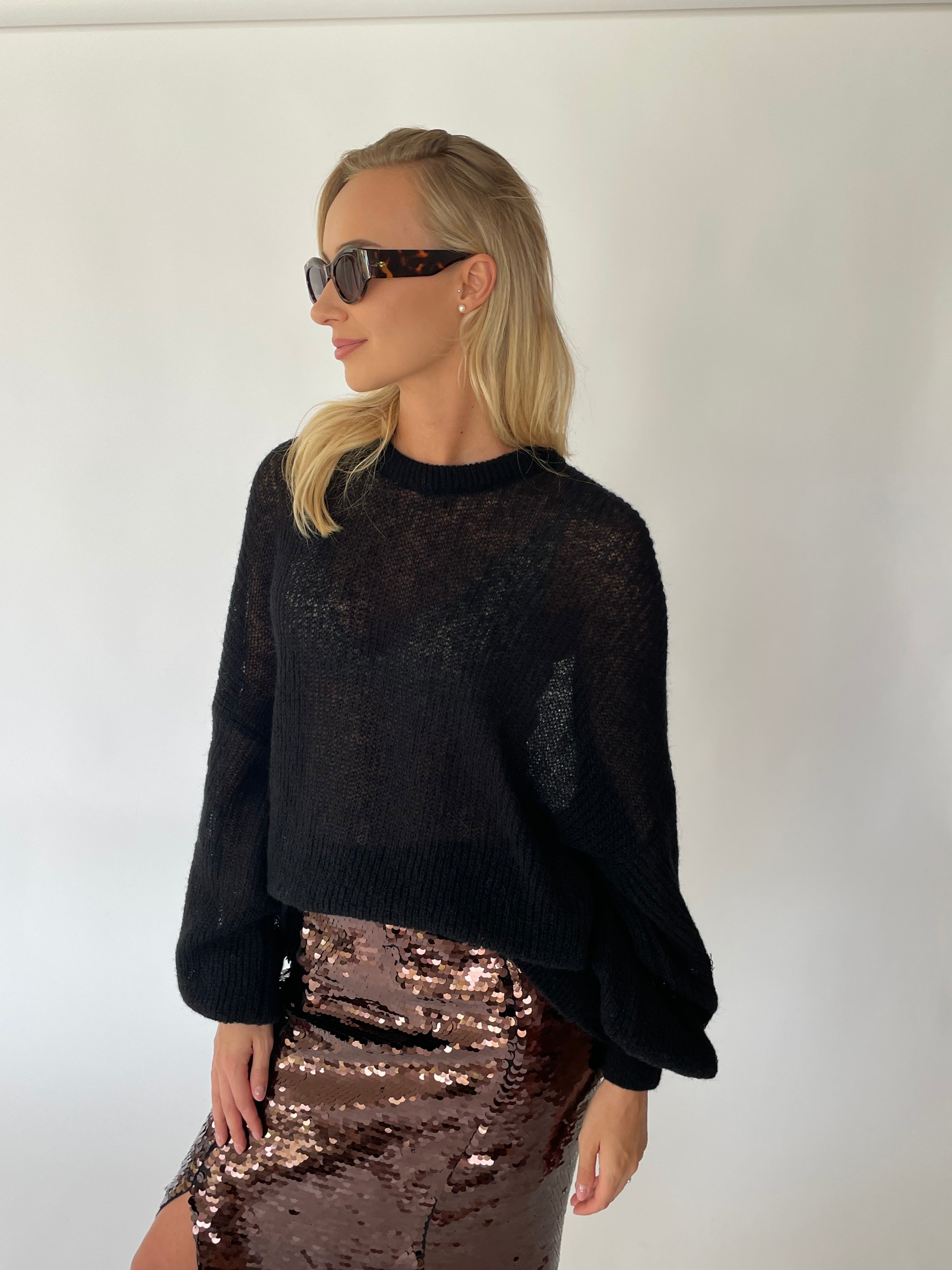 SPECIAL Alpakos ir Merino Vilnos Megztinis Juoda