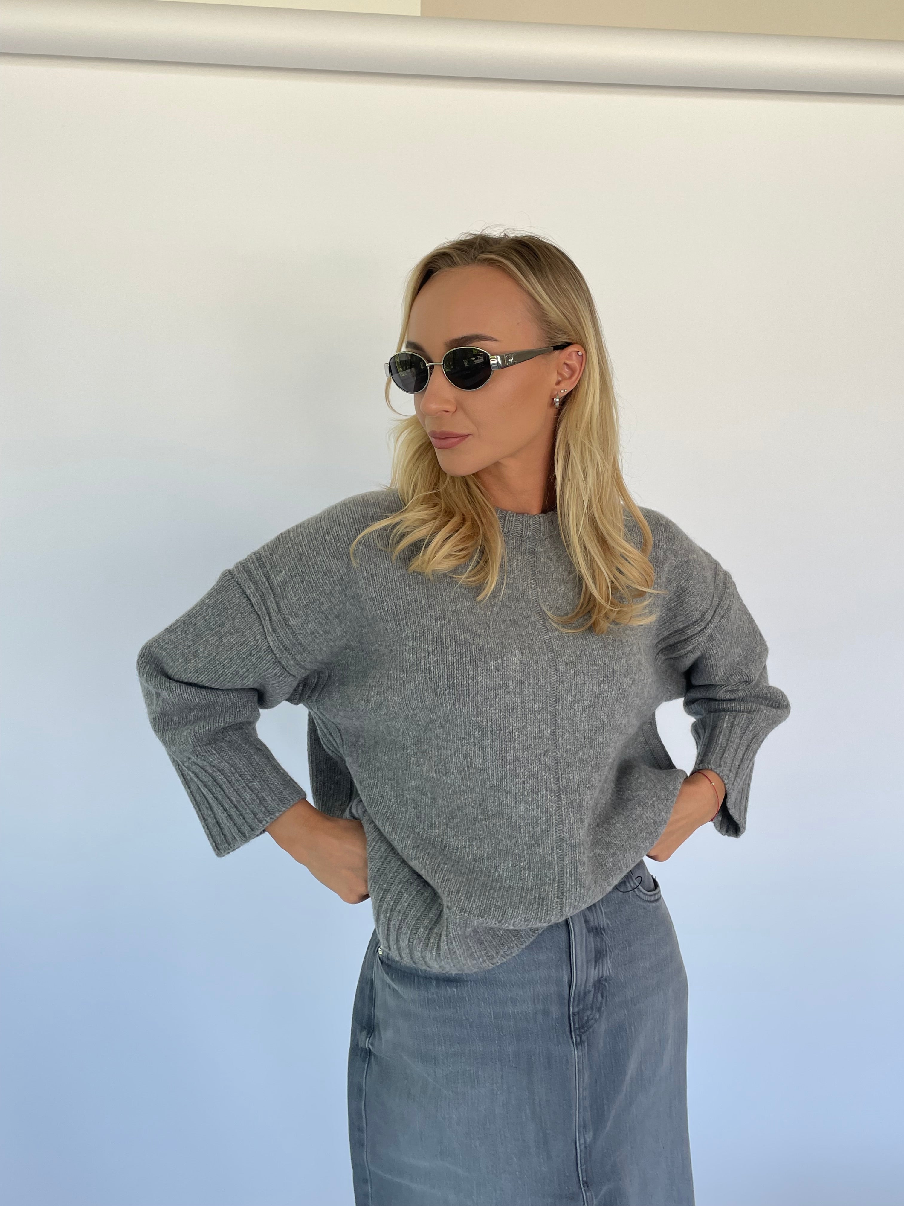 100% Merino Vilnos Megztinis Šviesiai Pilka