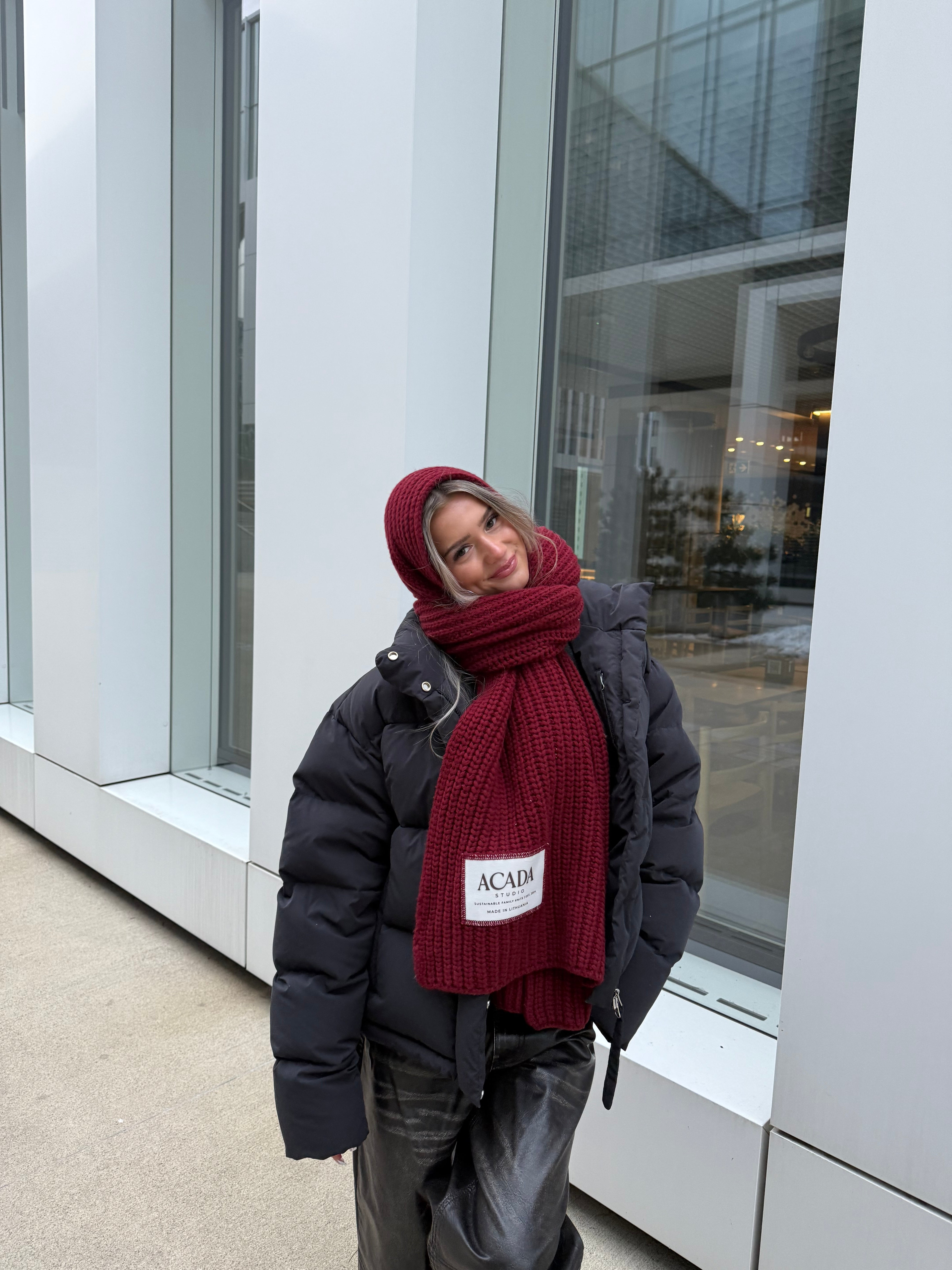 100% Merino Vilnos Šalikas Bordo