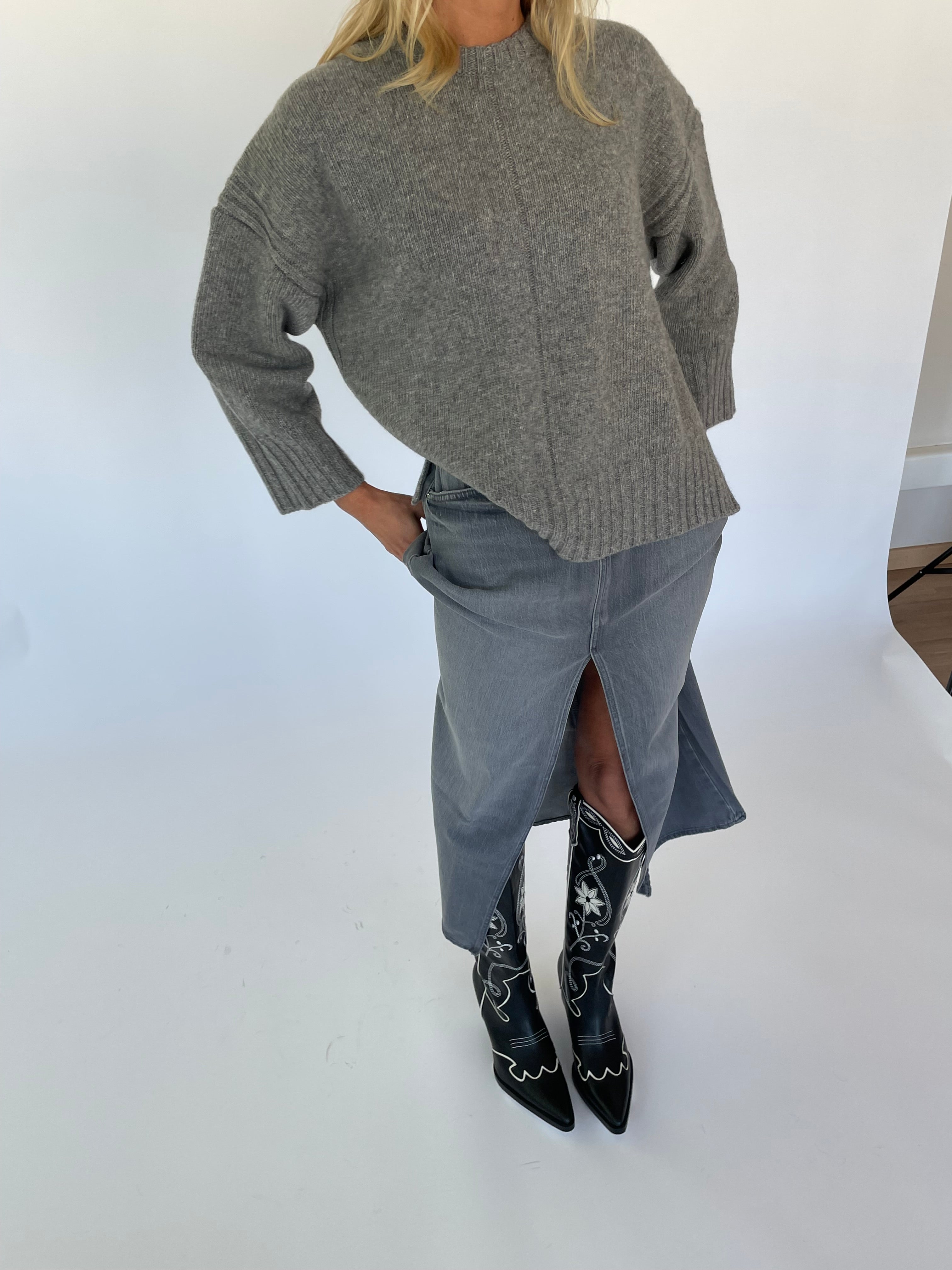 100% Merino Vilnos Megztinis Šviesiai Pilka