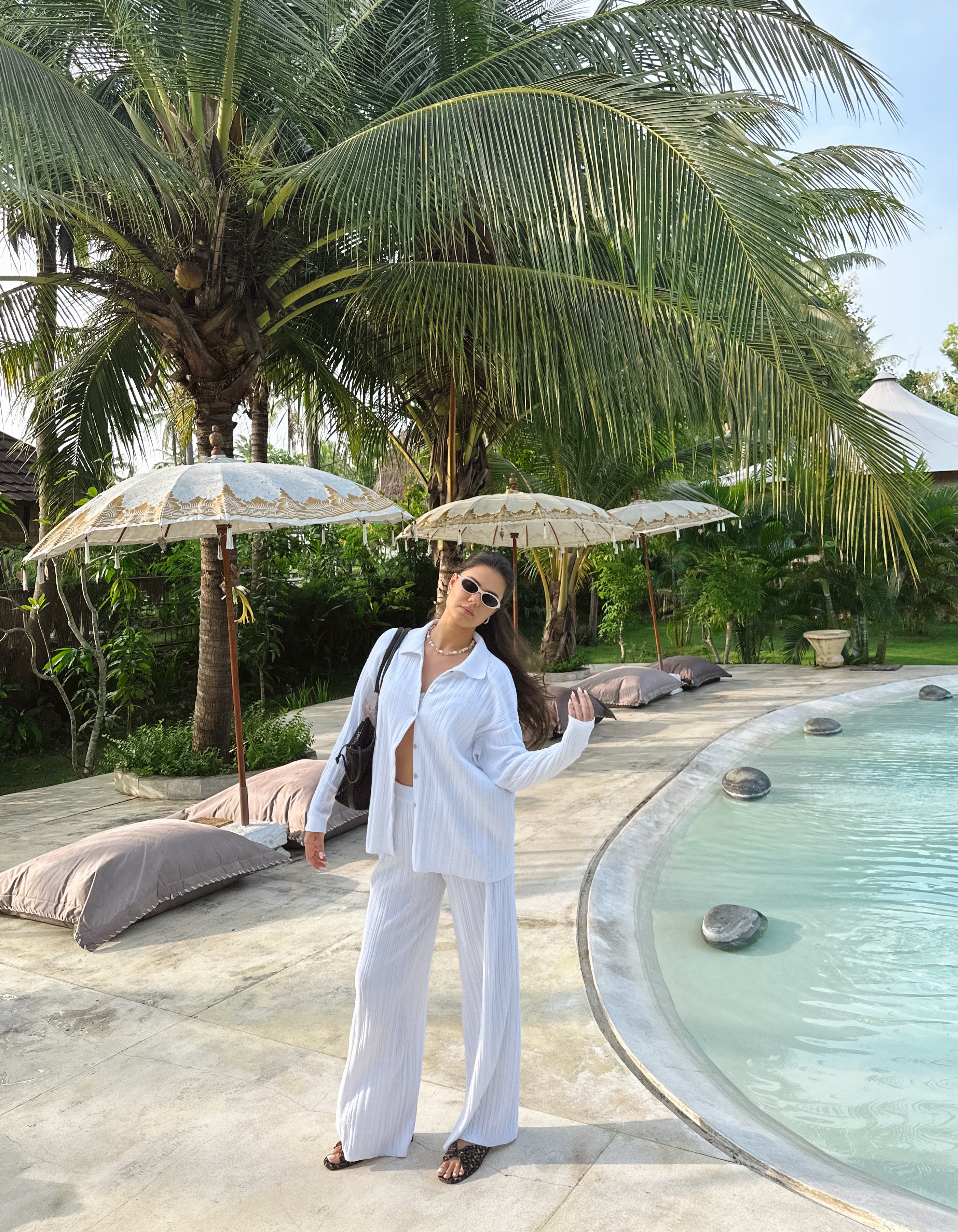 COPENHAGEN Knitted Viscose Three-Piece Suit White