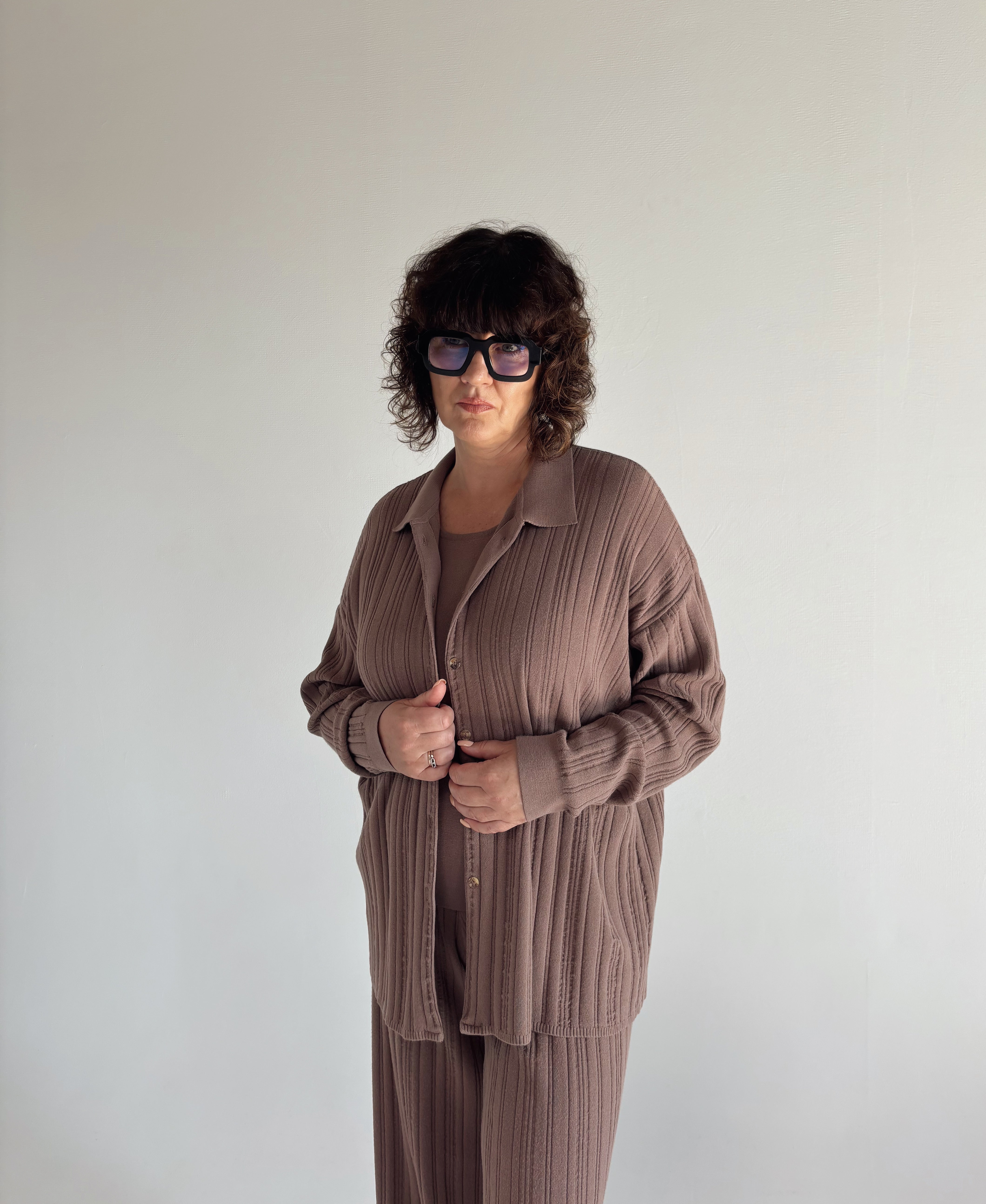 COPENHAGEN Knitted Viscose Blouse Brown 