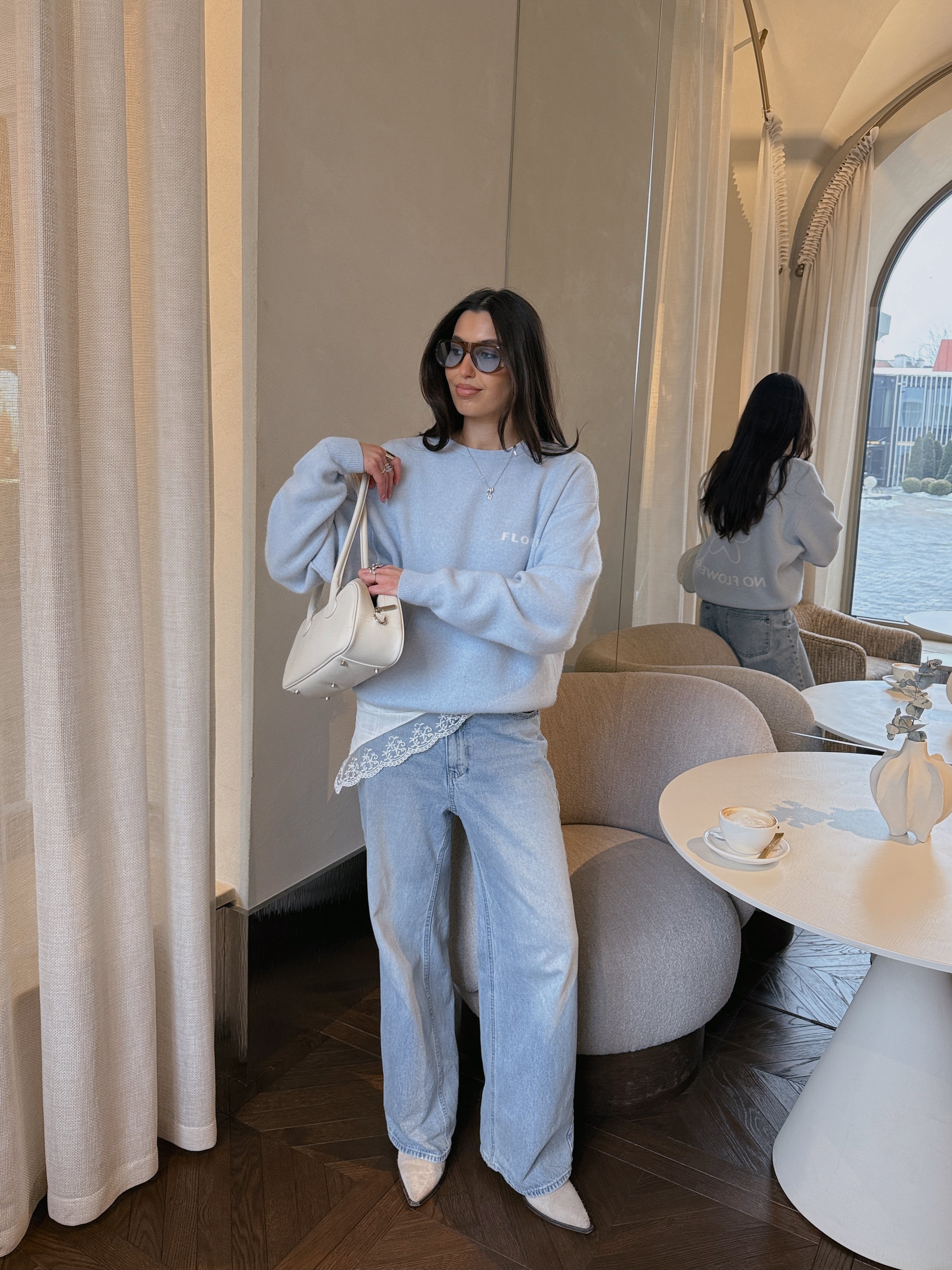 FLOWER Kašmyro ir Merino Vilnos Megztinis