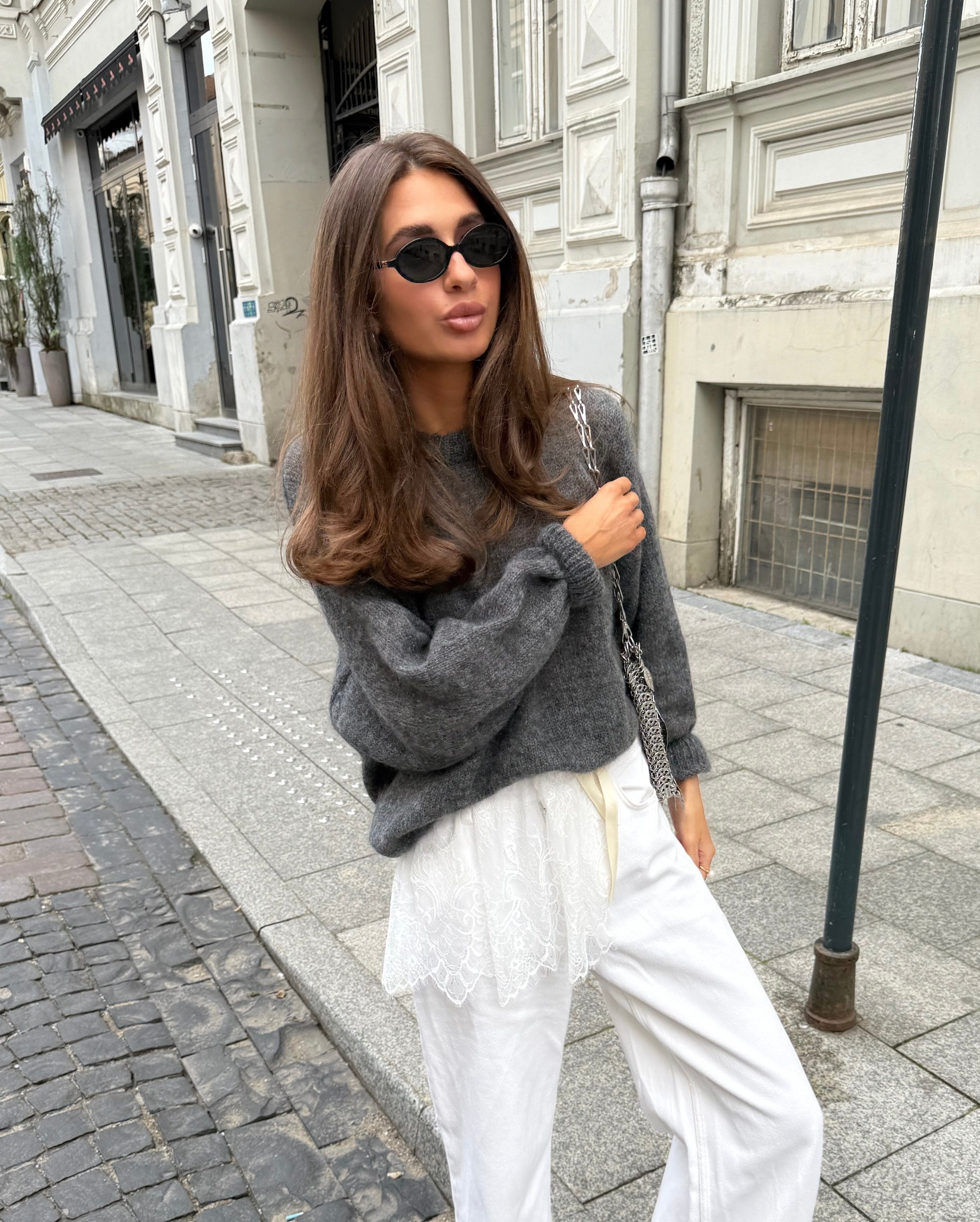 SOFT ROME Moheros ir Merino Vilnos Megztinis Tamsiai Pilka – Acada Studio