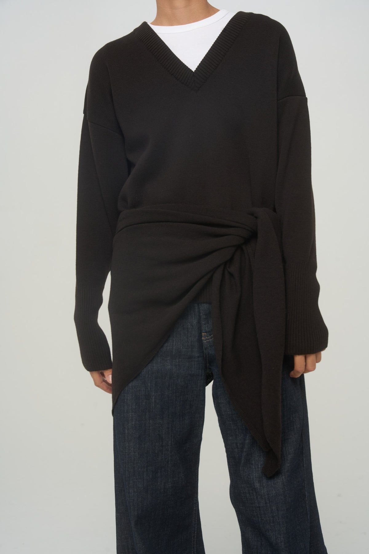 OSLO Merino Wool and Cashmere Triangle Scarf Dark Brown