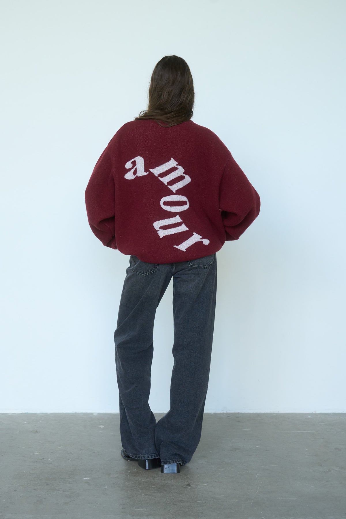 AMOUR Merino Vilnos Džemperis Bordo