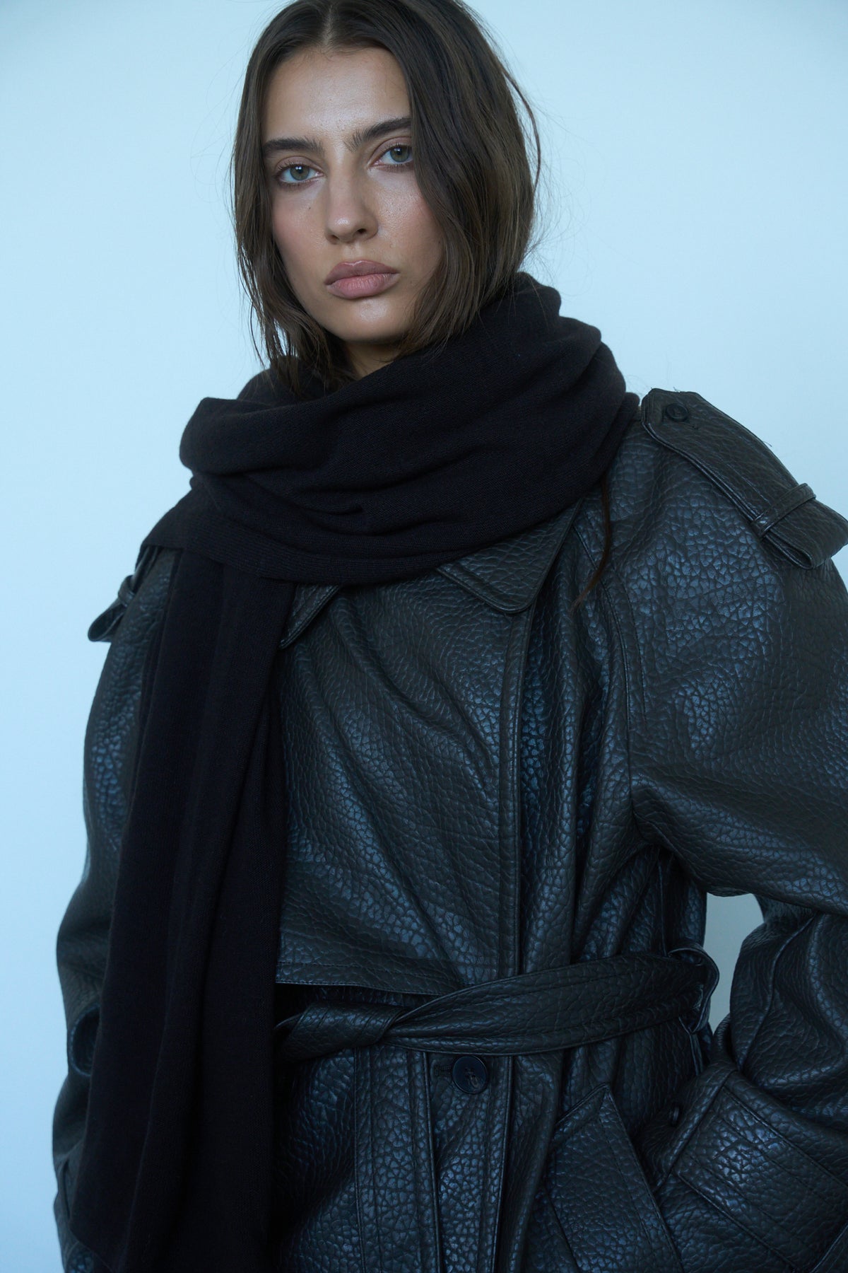 OSLO Merino Wool and Cashmere Scarf and Hat Set Dark Brown