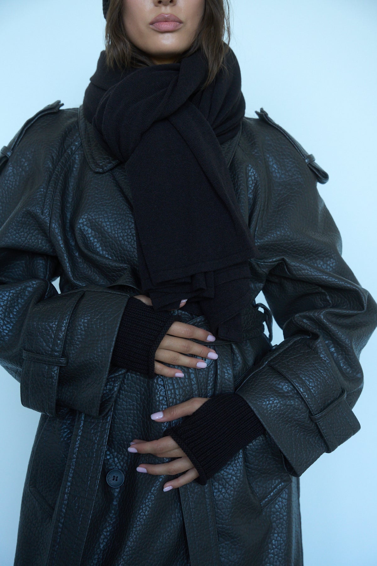 OSLO Merino Wool and Cashmere Scarf and Hat Set Dark Brown