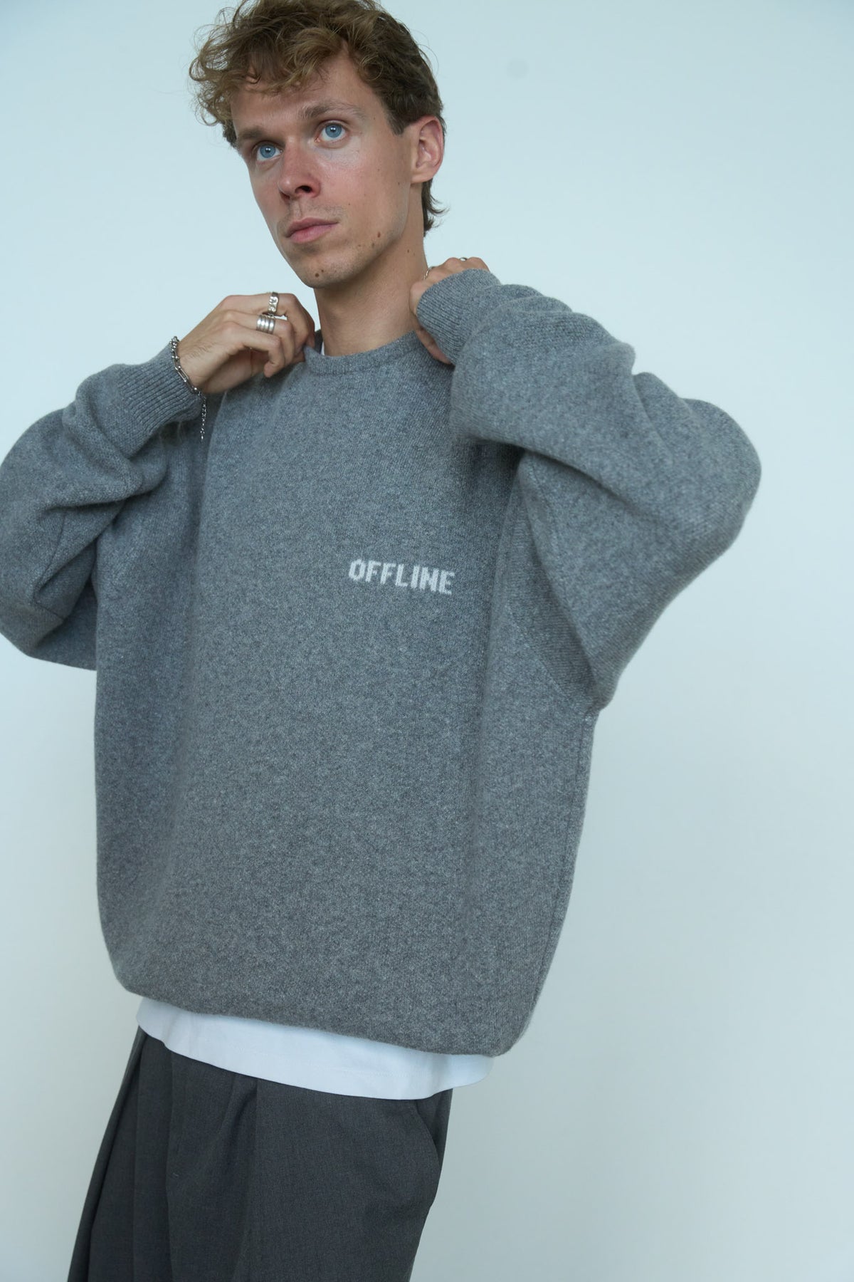 OFFLINE Merino Vilnos Megztinis Šviesiai Pilka