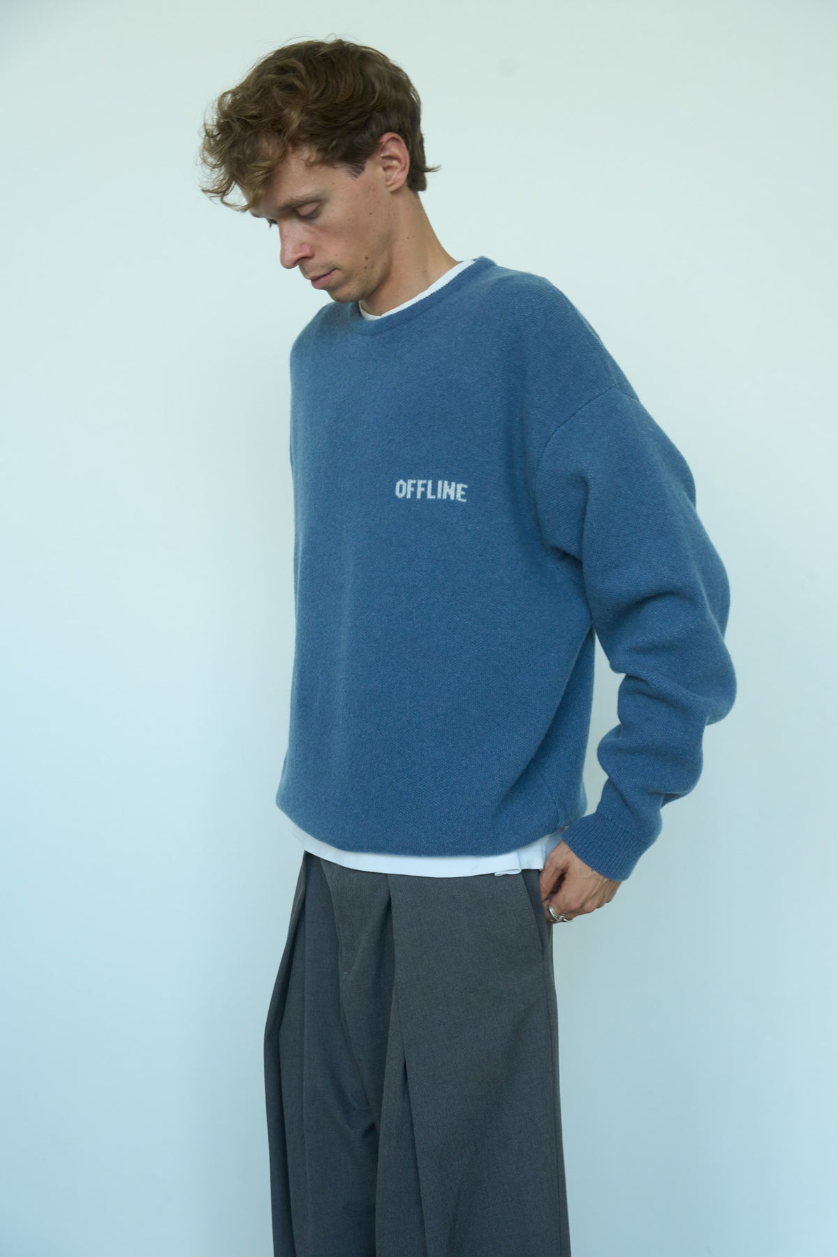 OFFLINE Merino Vilnos Megztinis Mėlyna