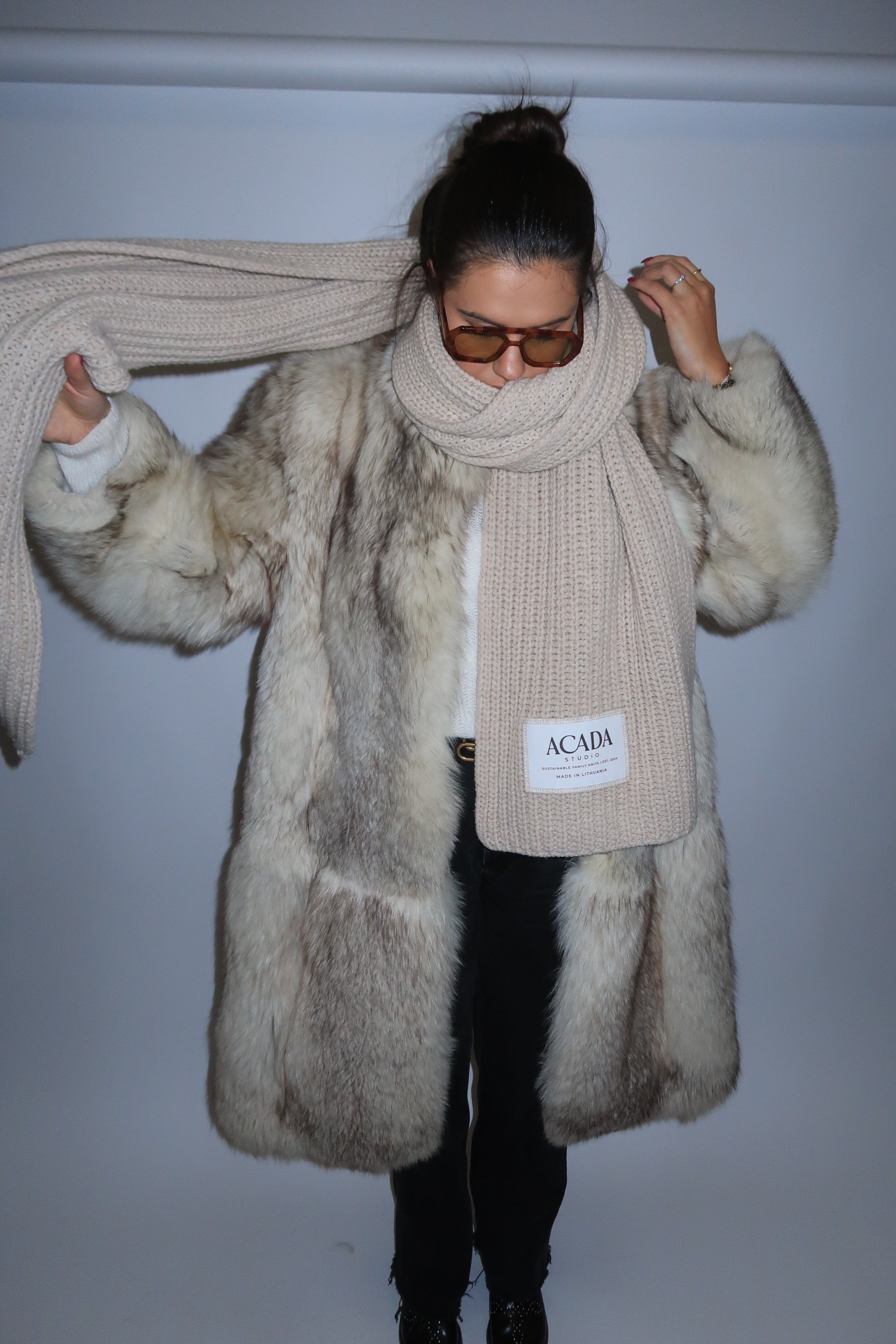 100% Merino Vilnos Šalikas Smėlio