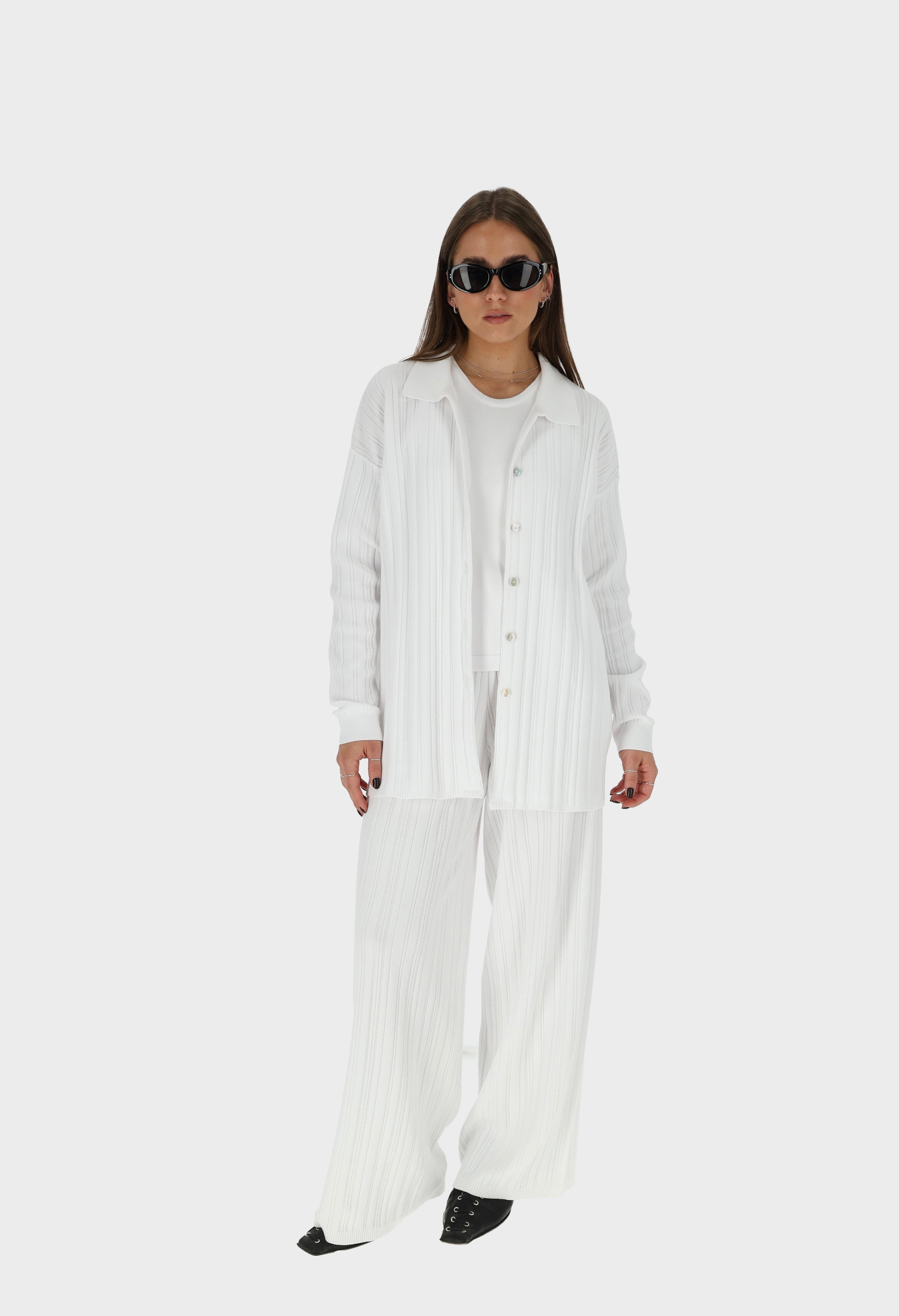 COPENHAGEN Knitted Viscose Pants White