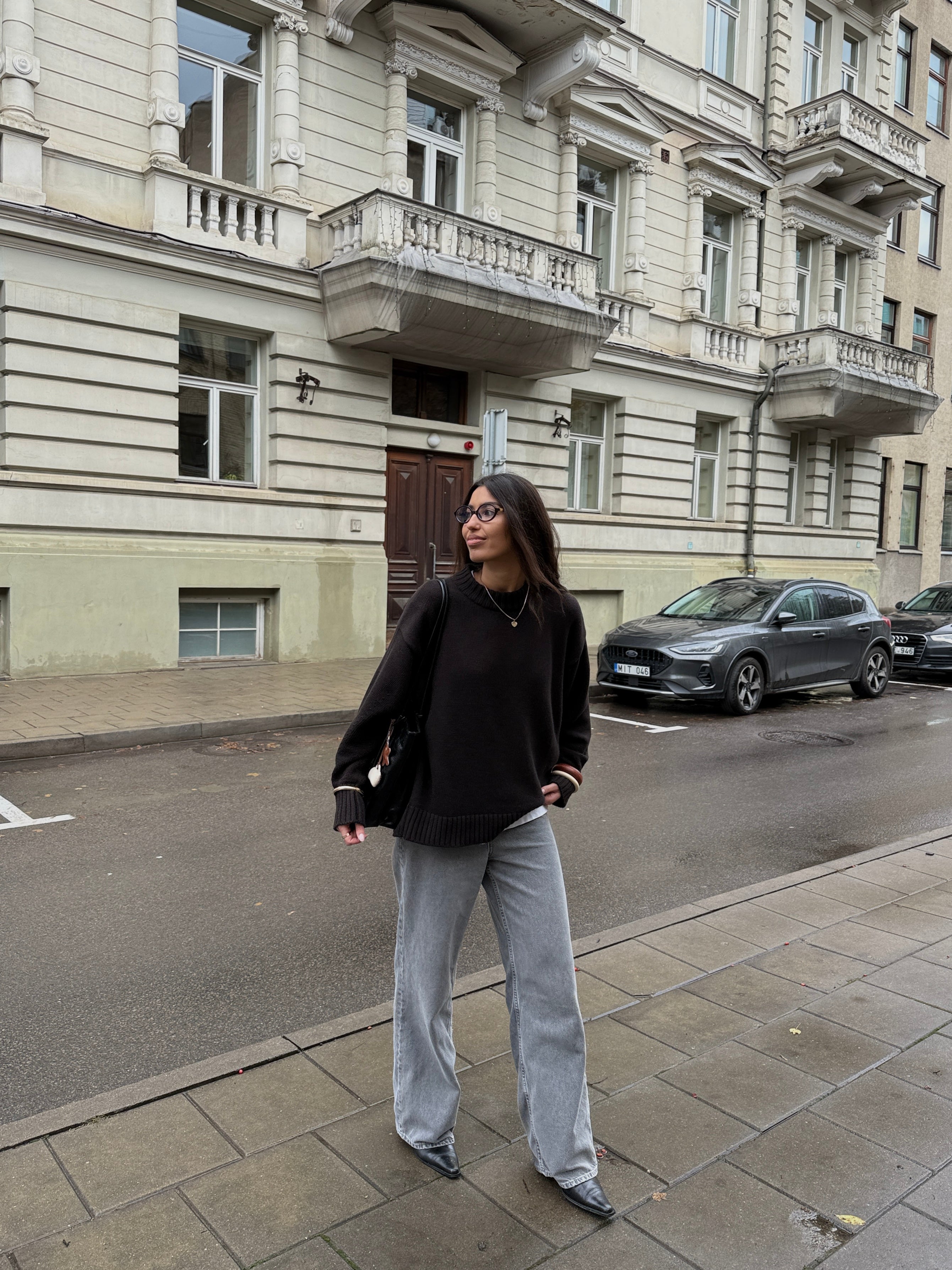 OSLO Kašmyro ir Merino Vilnos Megztinis Tamsiai Ruda