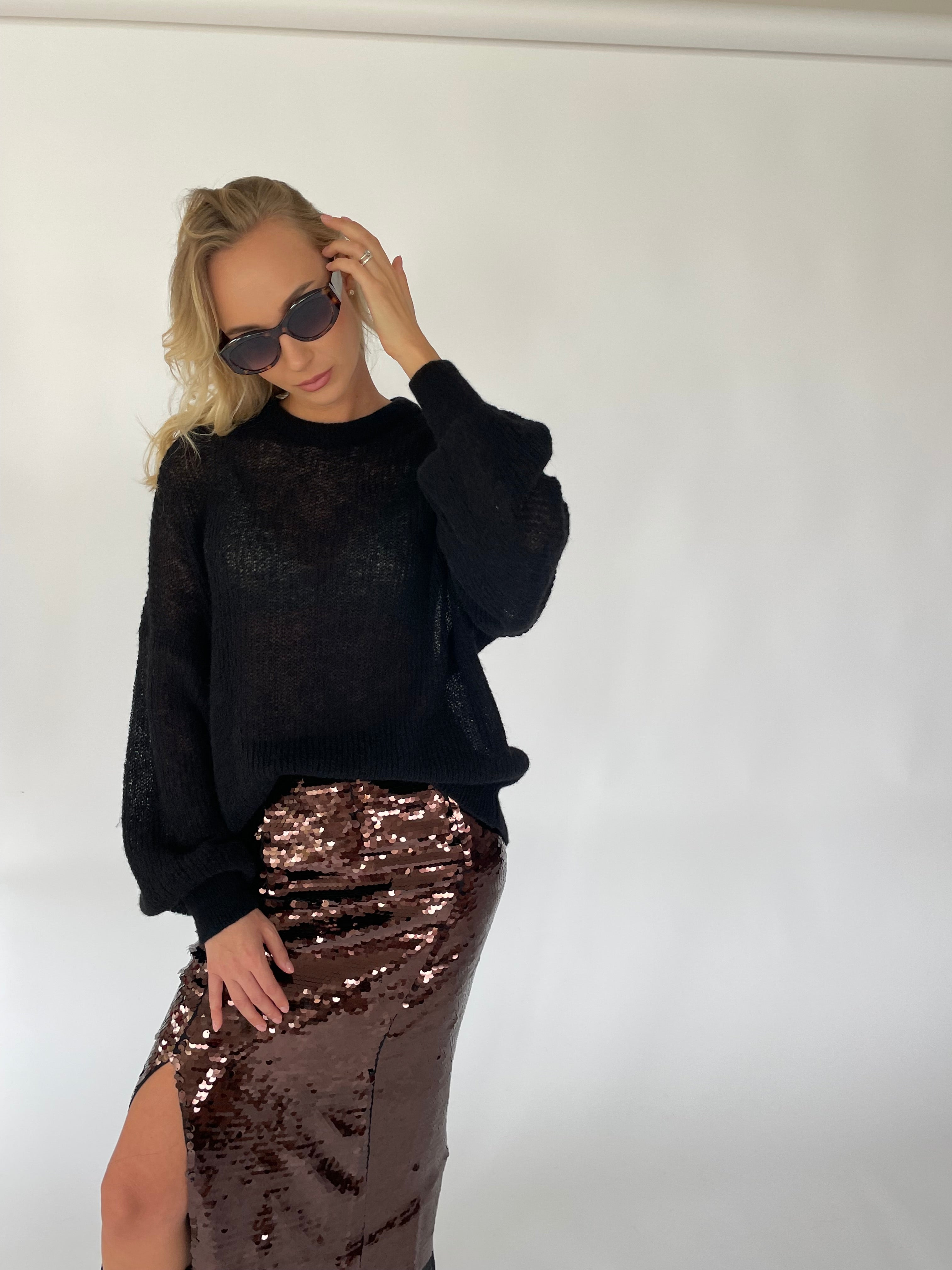 SPECIAL Alpakos ir Merino Vilnos Megztinis Juoda