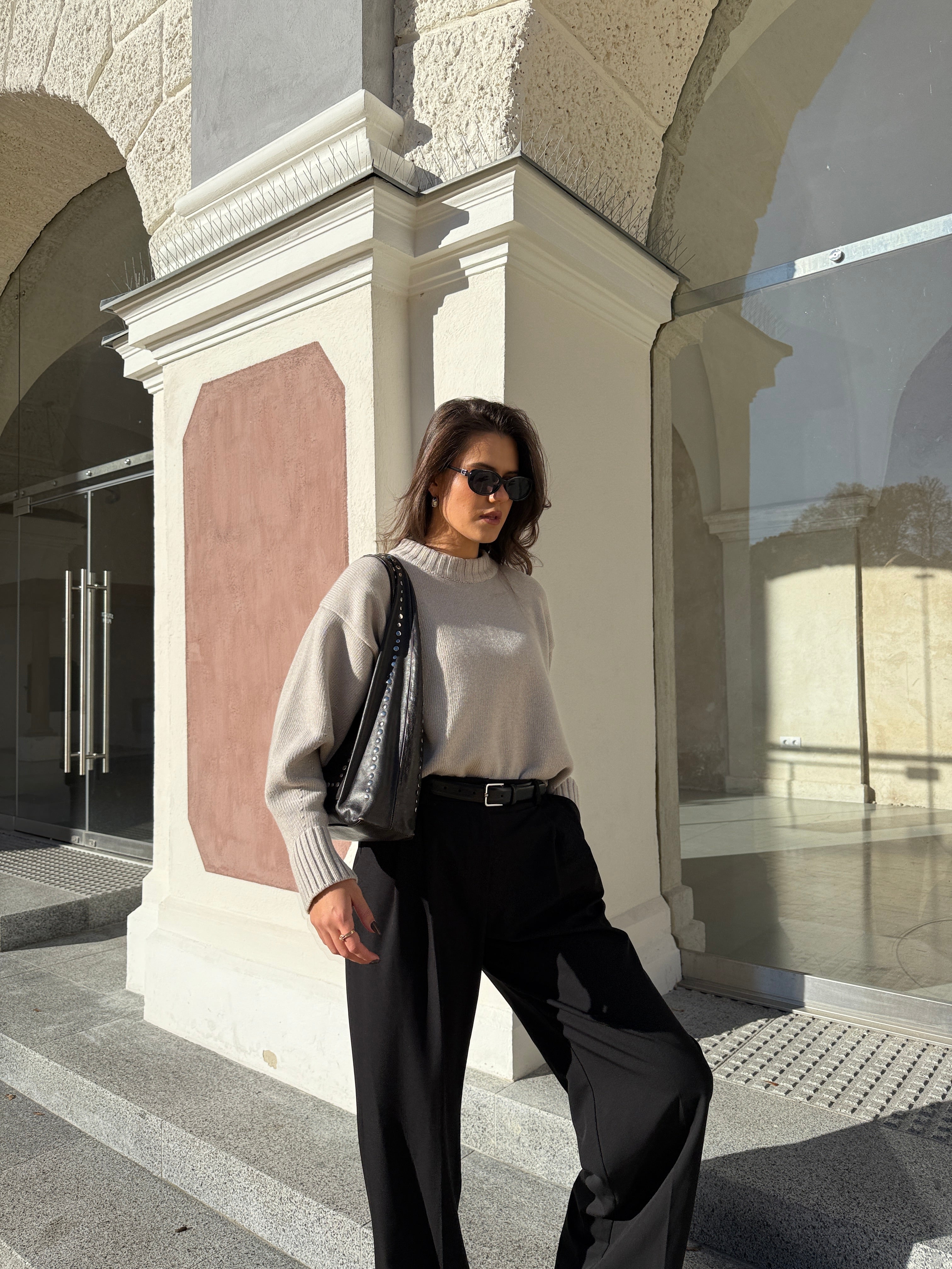 OSLO Kašmyro ir Merino Vilnos Megztinis Kreminė