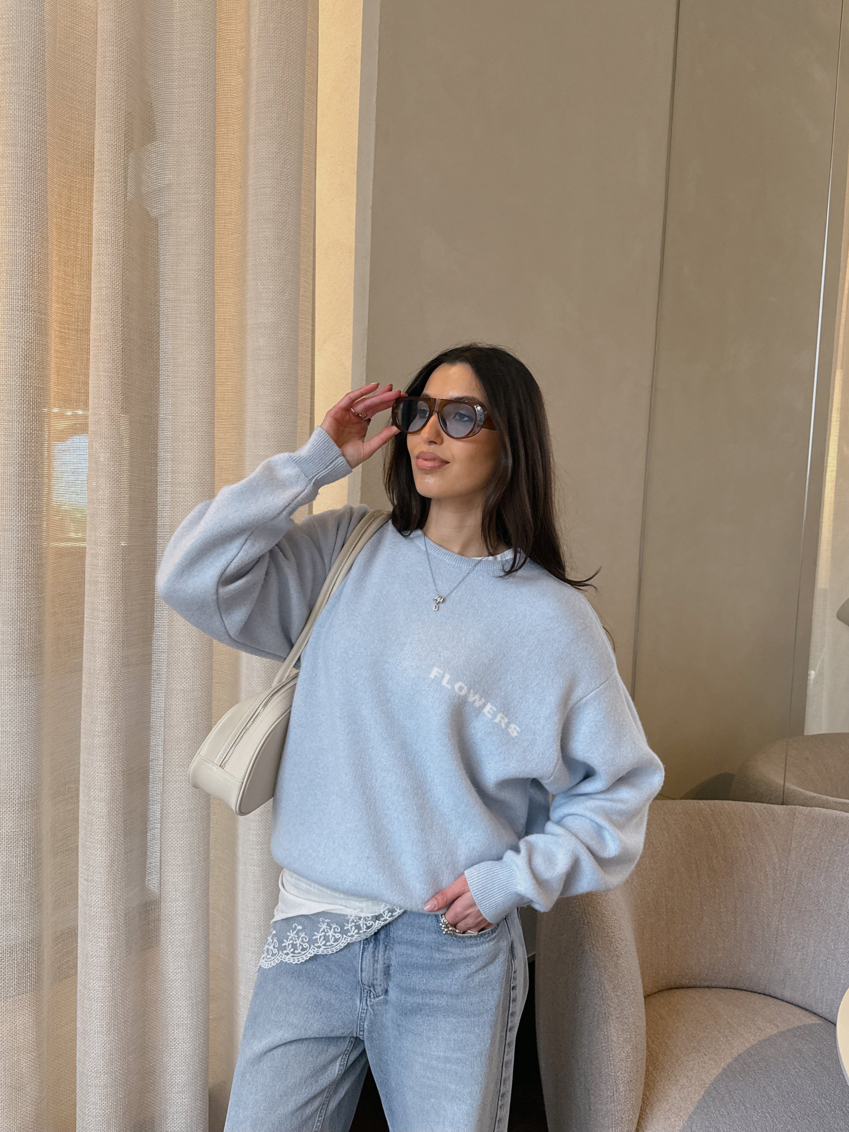 FLOWER Kašmyro ir Merino Vilnos Megztinis