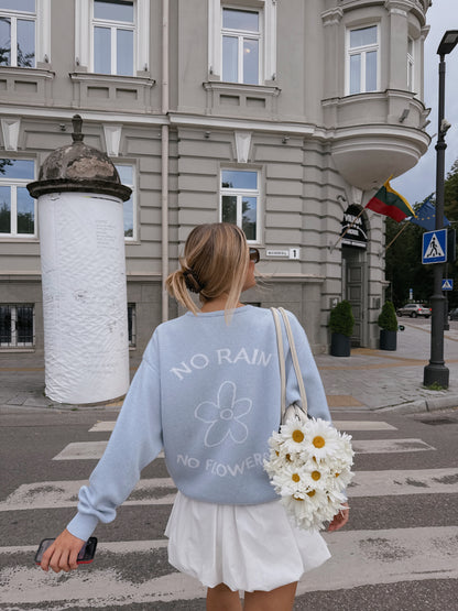 FLOWER Kašmyro ir Merino Vilnos Megztinis Mėlyna