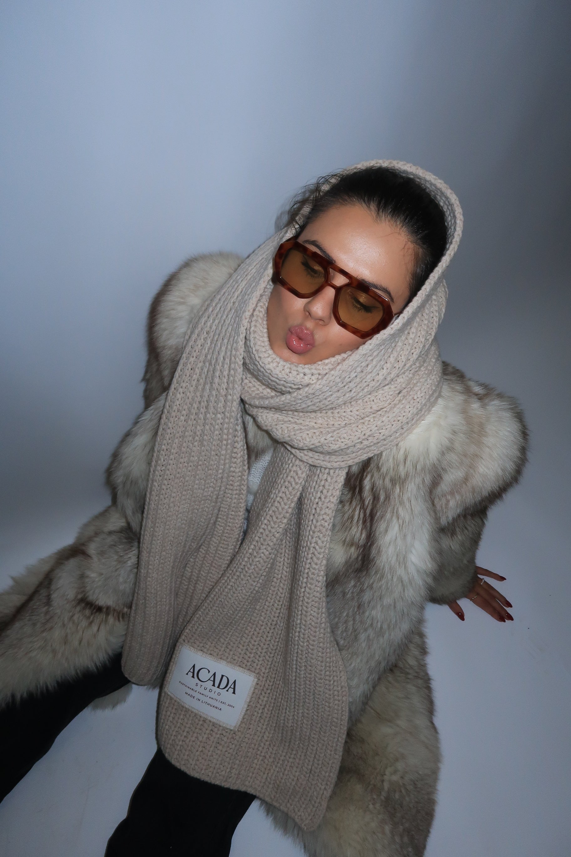 100% Merino Vilnos Šalikas Smėlio