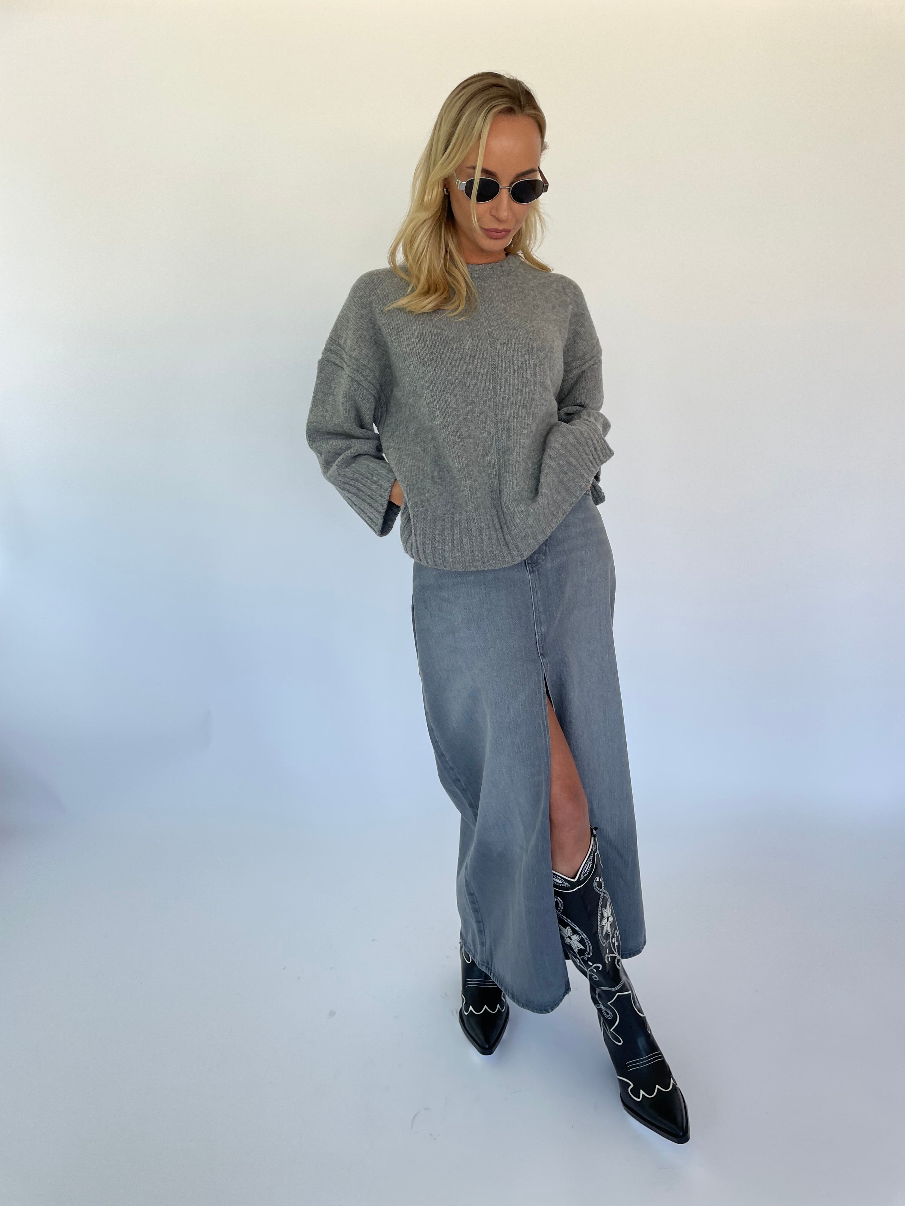 100% Merino Vilnos Megztinis Šviesiai Pilka