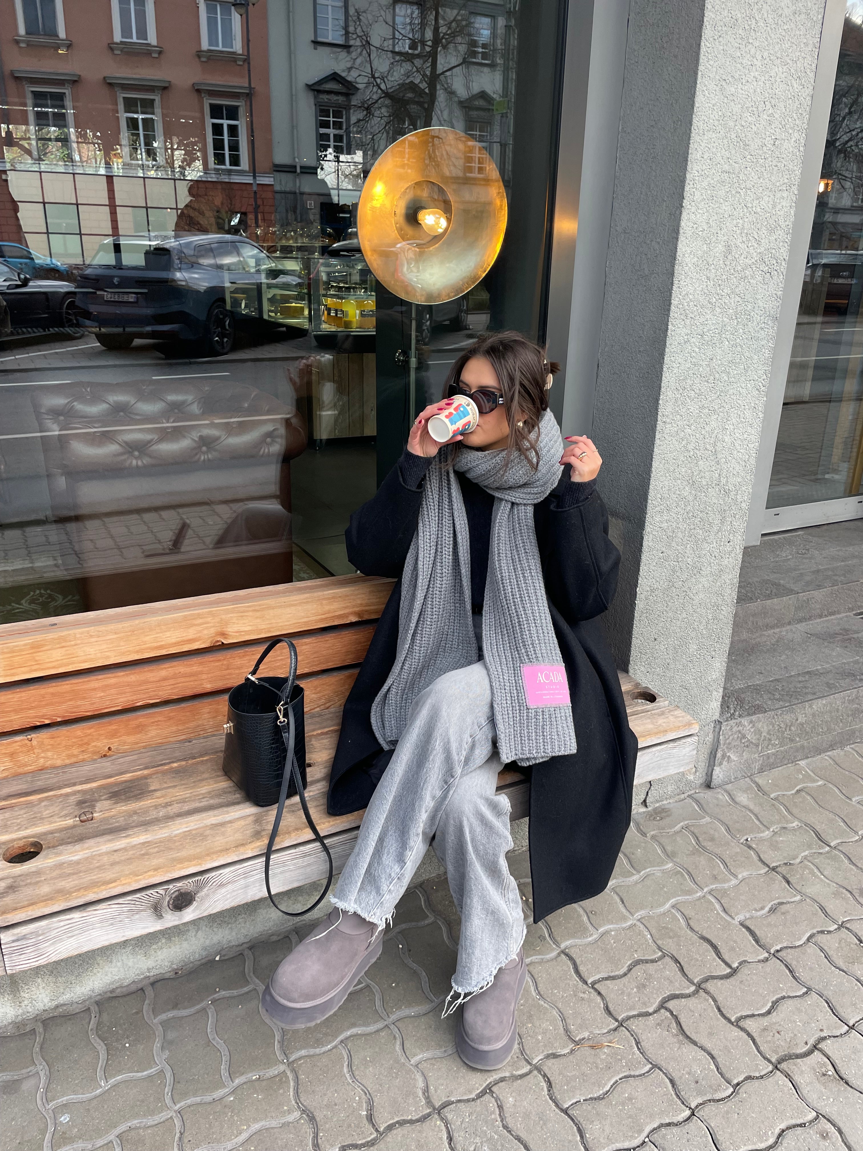 100% Merino Vilnos Šalikas Šviesiai Pilka