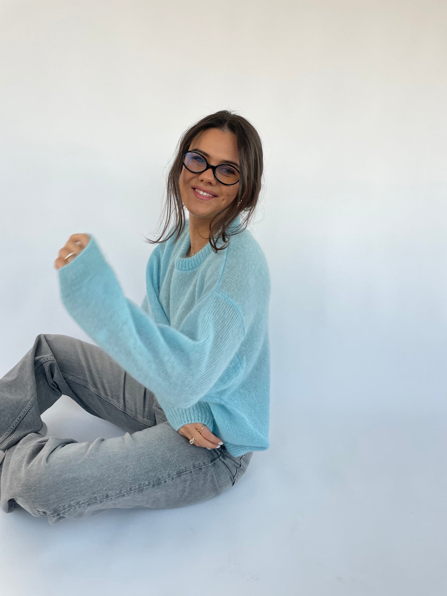 SOFT ROME Mohair and Merino Wool Sweater Light Blue
