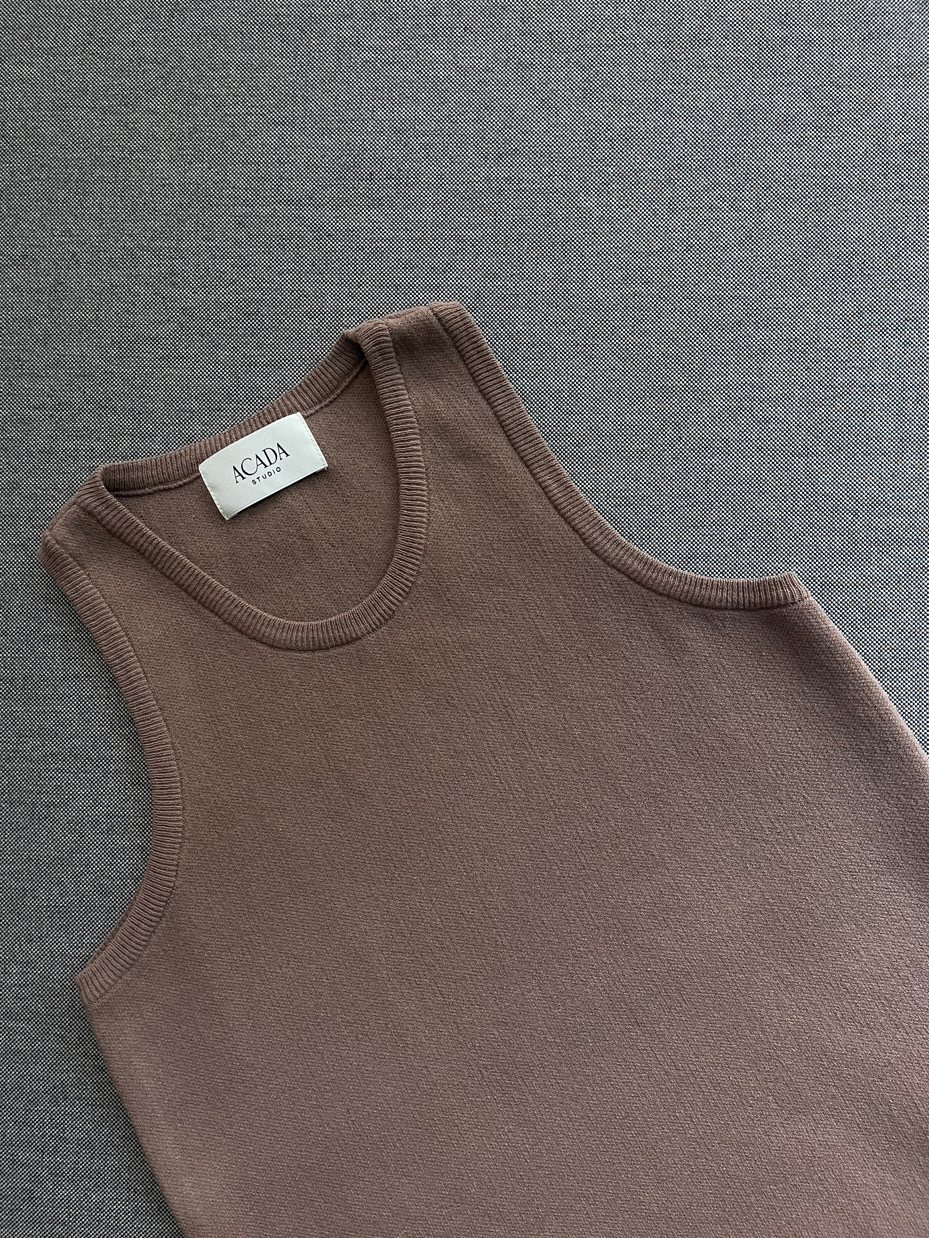 COPENHAGEN Knitted Viscose Blouse Brown 