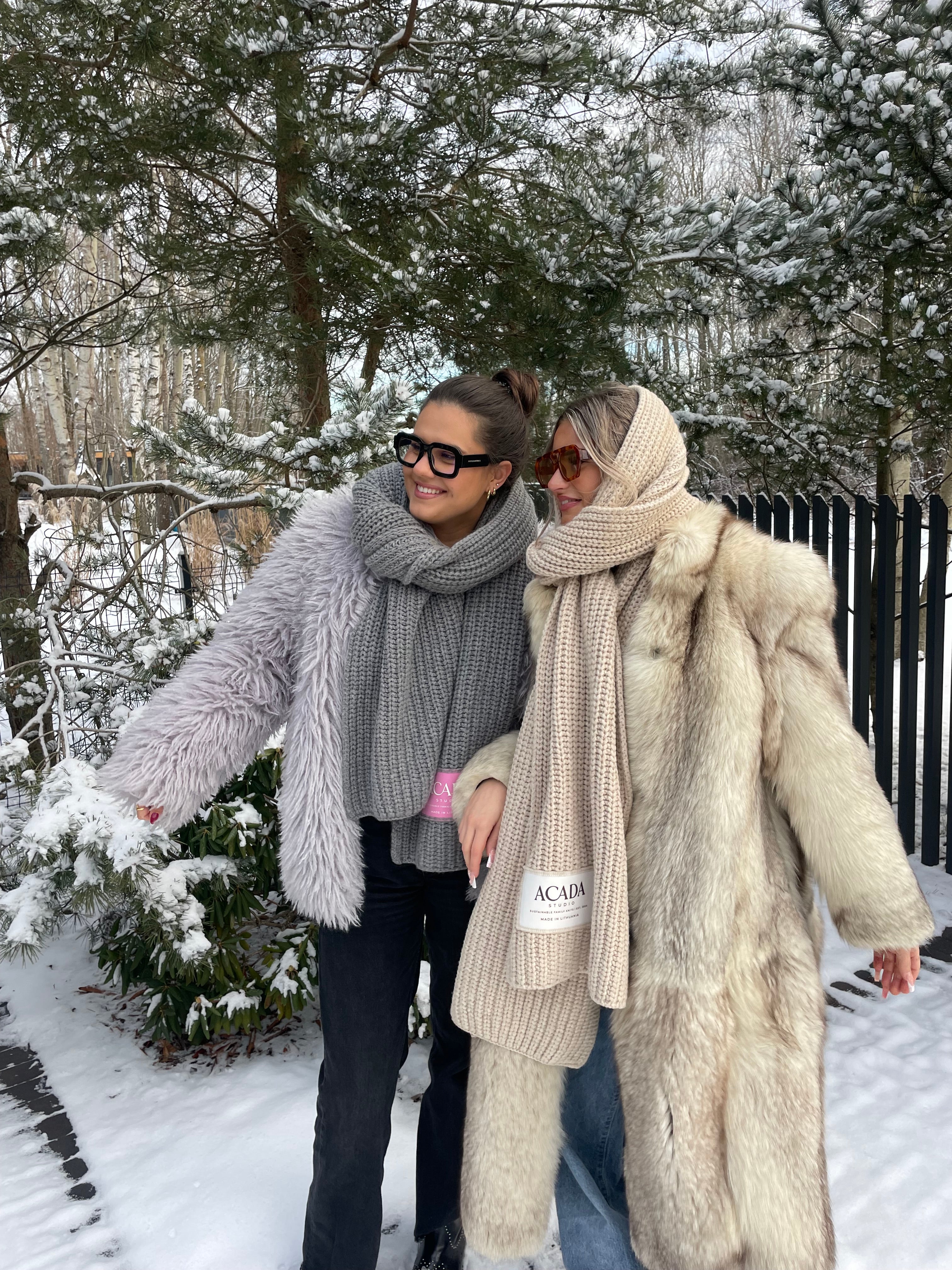 100% Merino Vilnos Šalikas Šviesiai Pilka