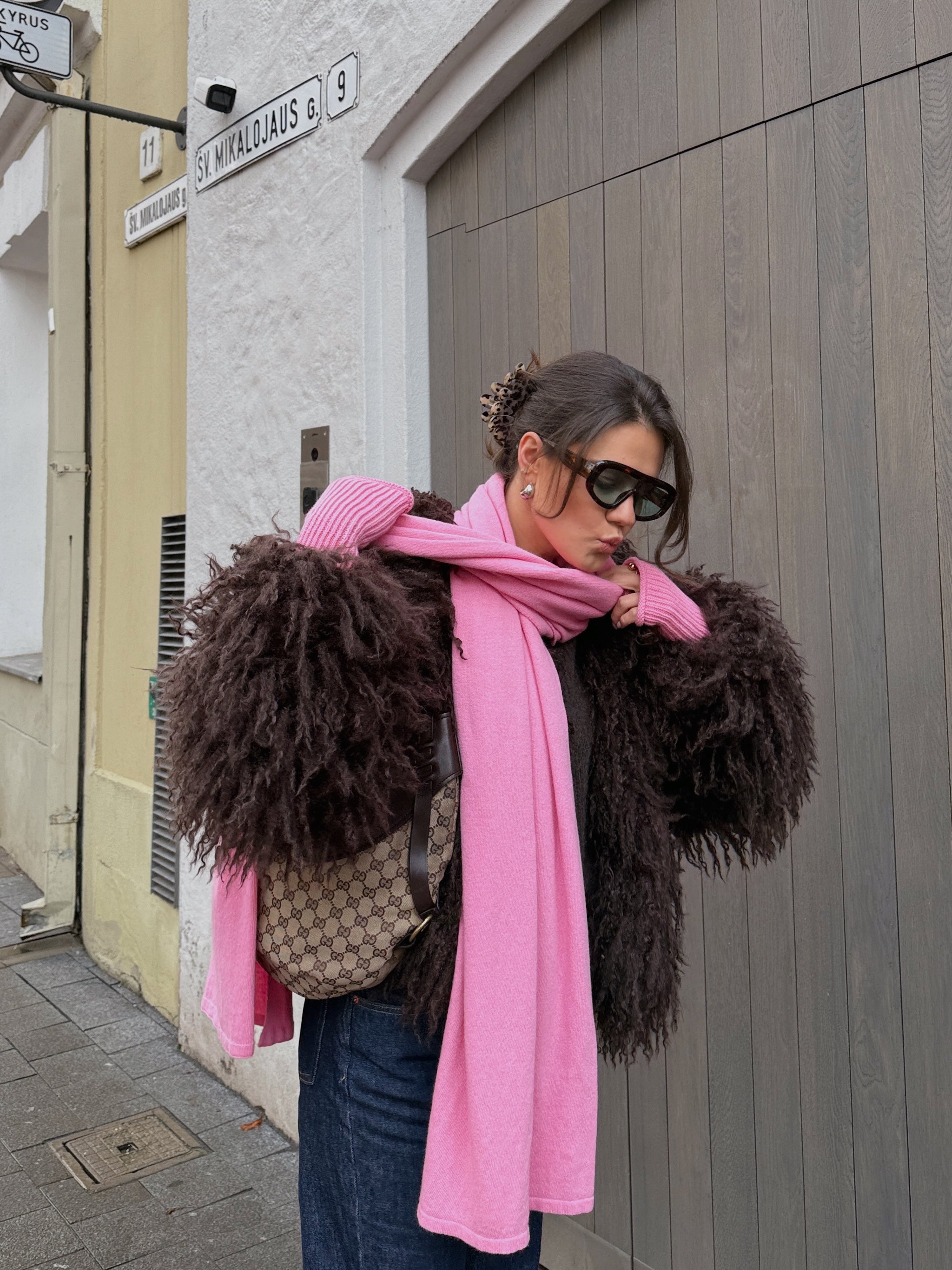 OSLO Merino Vilnos ir Kašmyro Šaliko ir Kepurės Rinkinys Rožinė