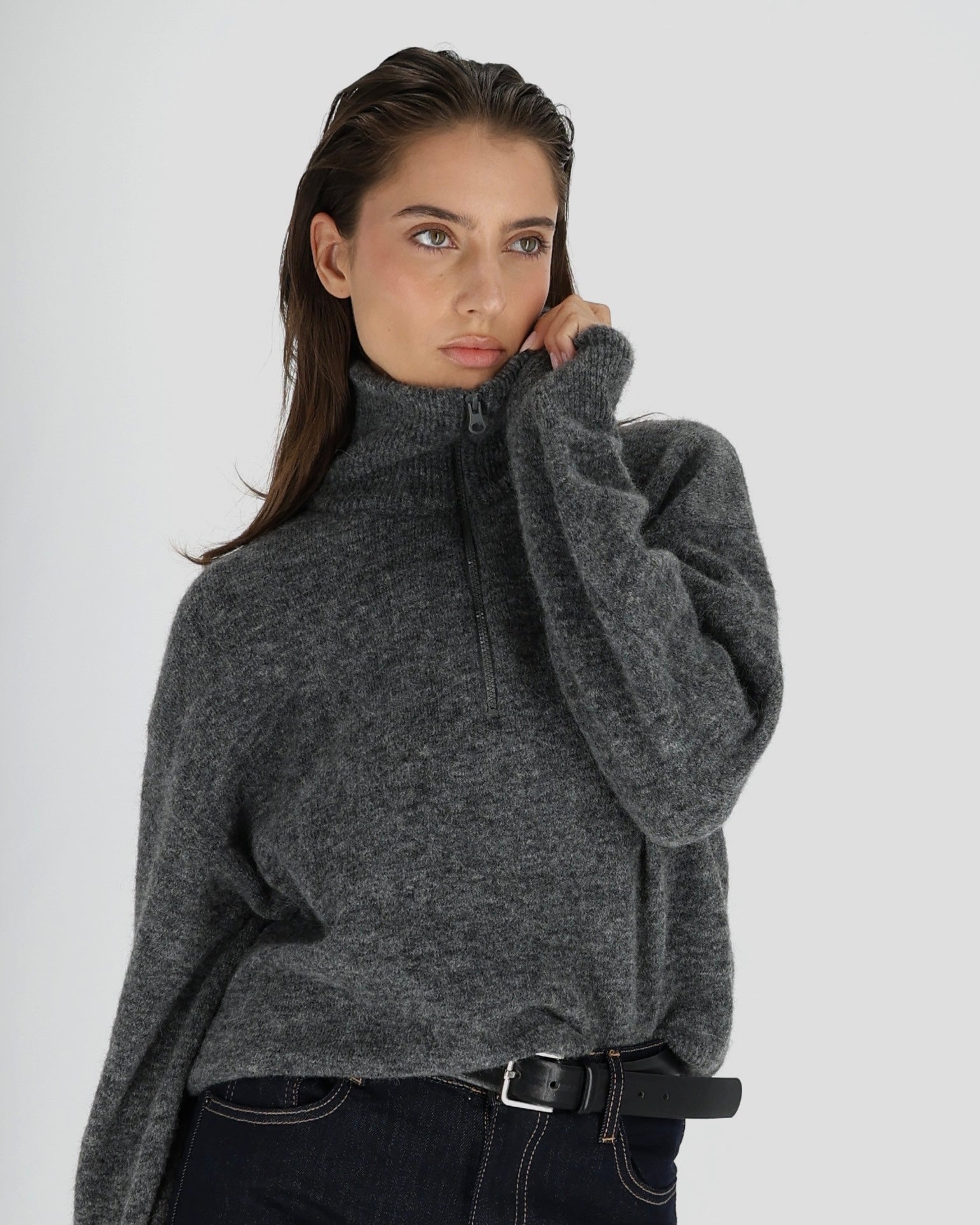 AMSTERDAM Alpakos Megztinis su Užtrauktuku