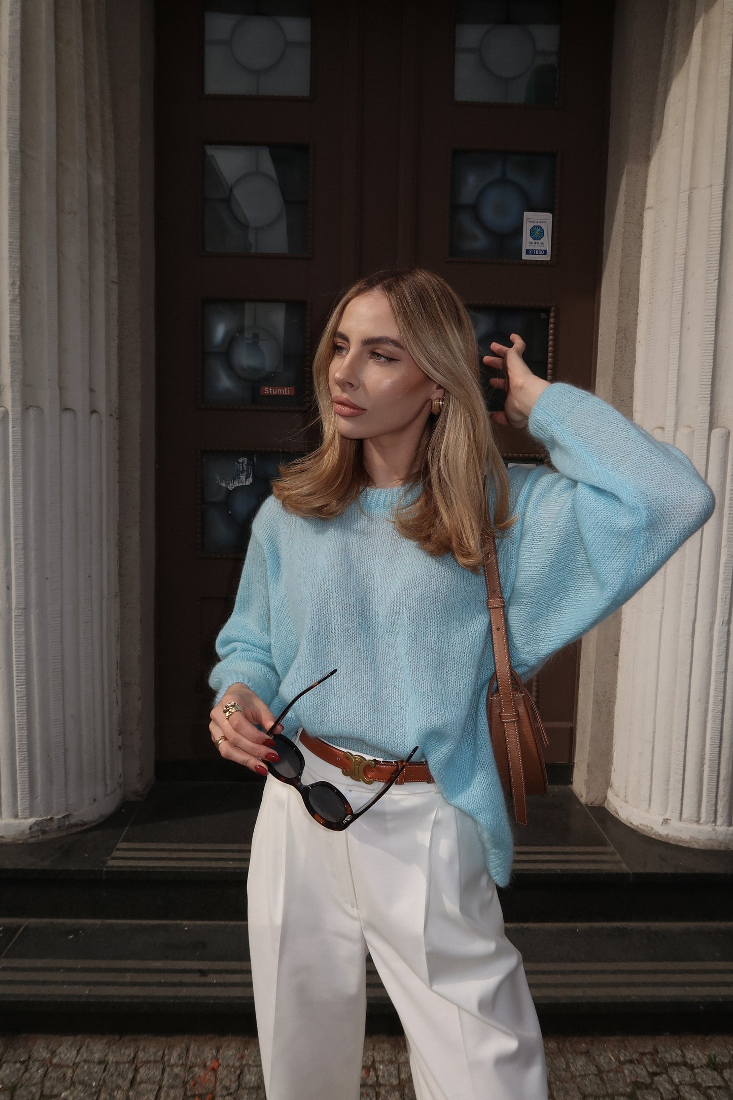 SOFT ROME Mohair and Merino Wool Sweater Light Blue