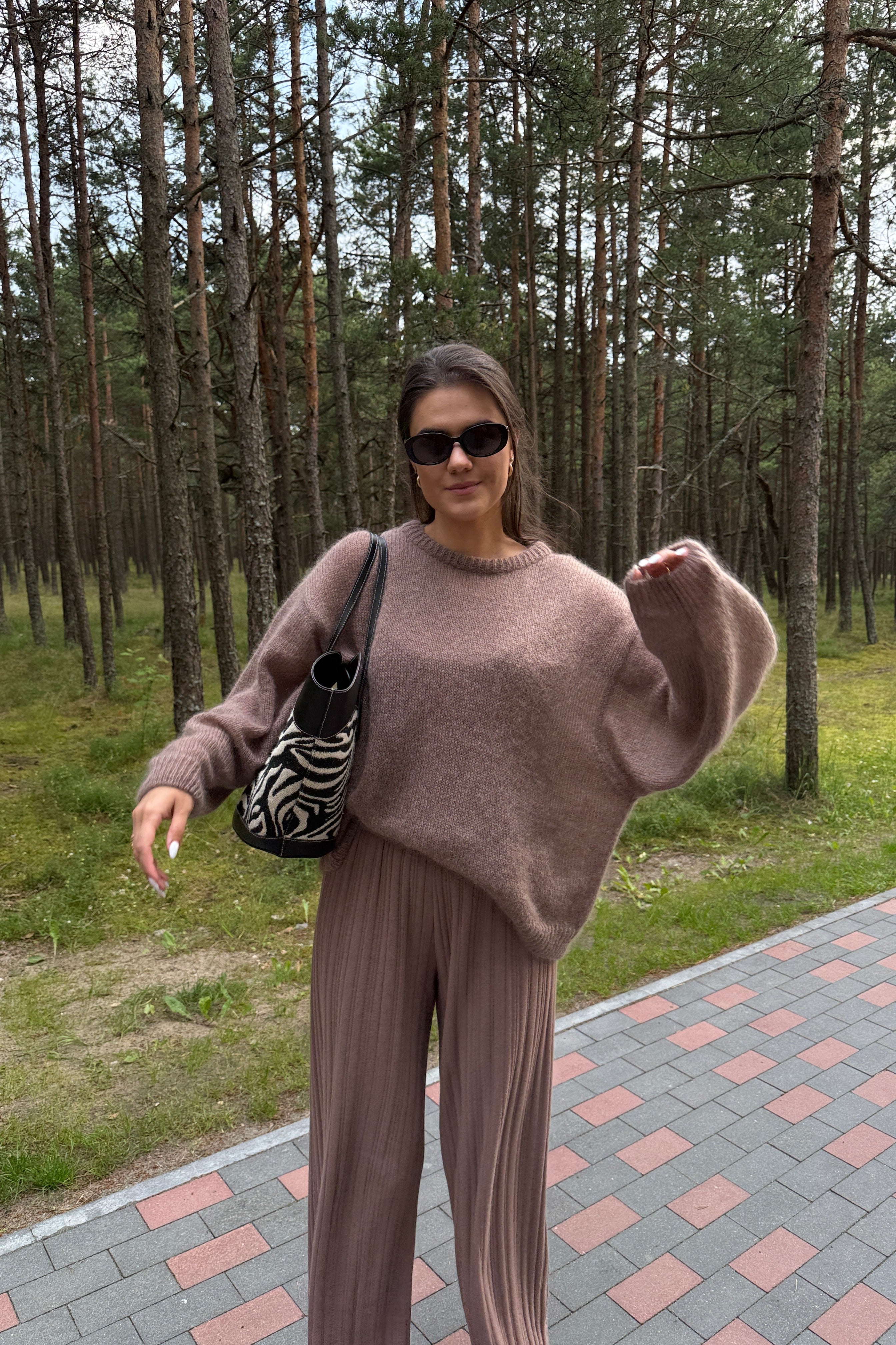 Copenhagen Viscose Pants and Soft Rome Mohair Sweater Two-Piece Suit