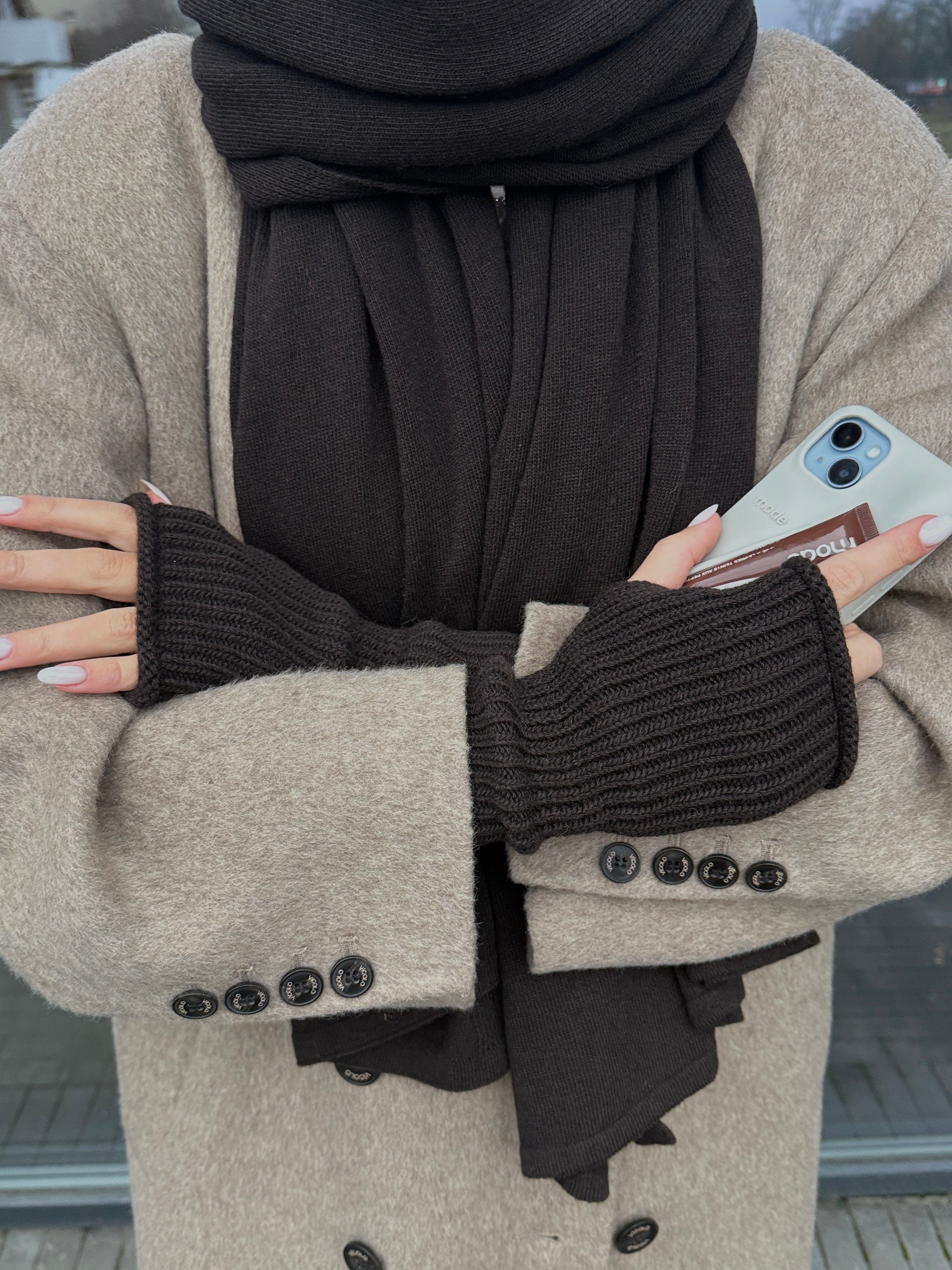 OSLO Merino Vilnos ir Kašmyro Šaliko ir Kepurės Rinkinys Tamsiai Ruda