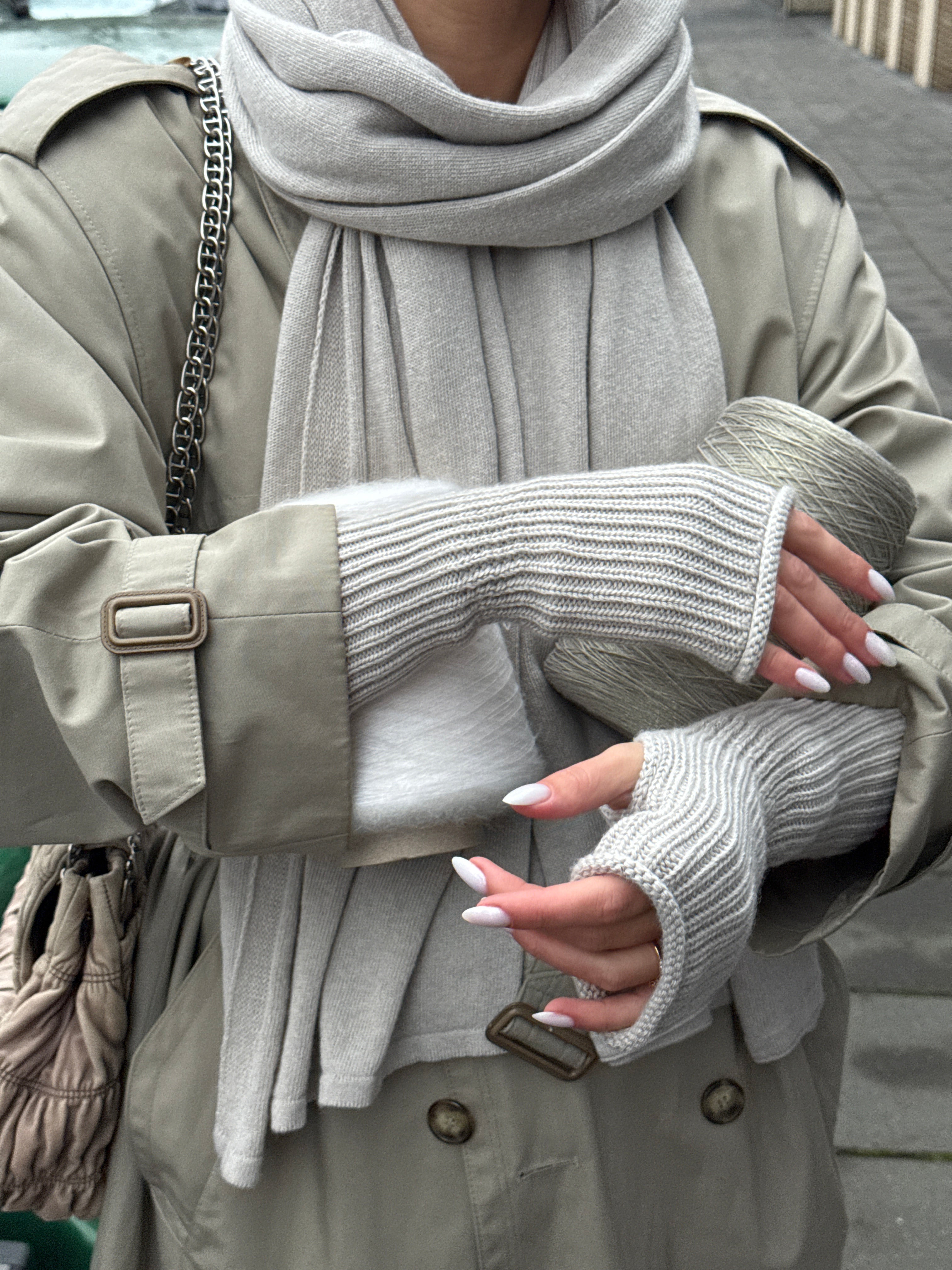 OSLO Merino Vilnos ir Kašmyro Šaliko ir Kepurės Rinkinys Kreminė