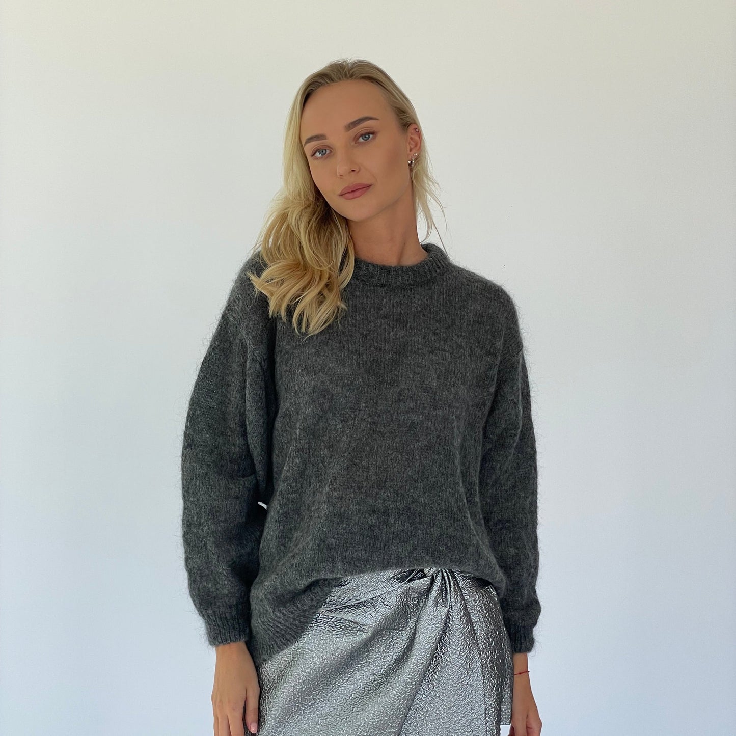SOFT ROME Mohair and Merino Wool Sweater Dark Grey