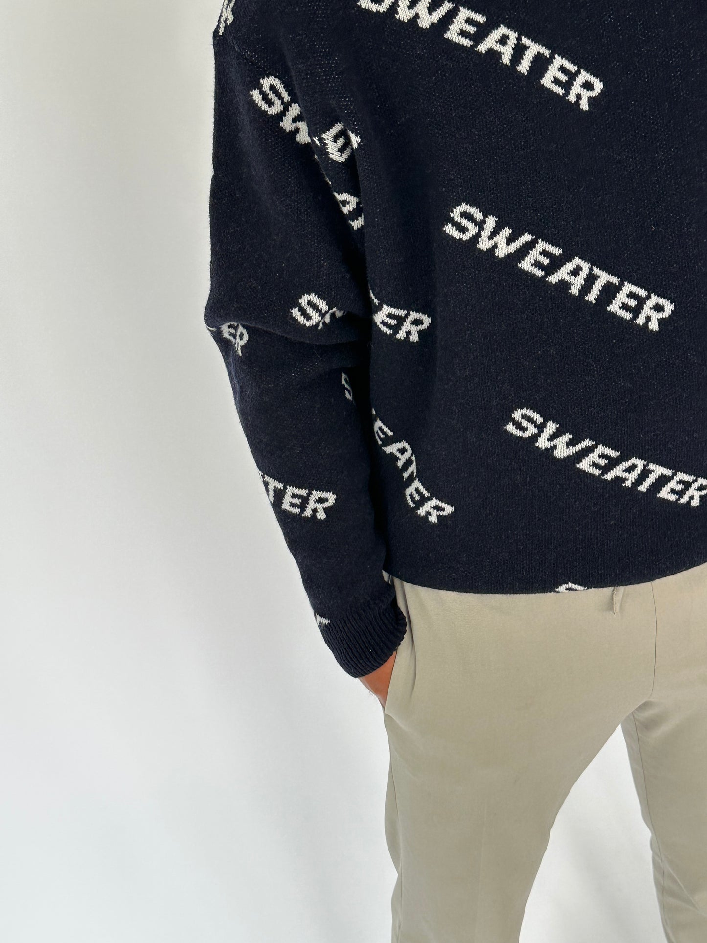 "Sweater" Navy Blue Merino Wool Jumper