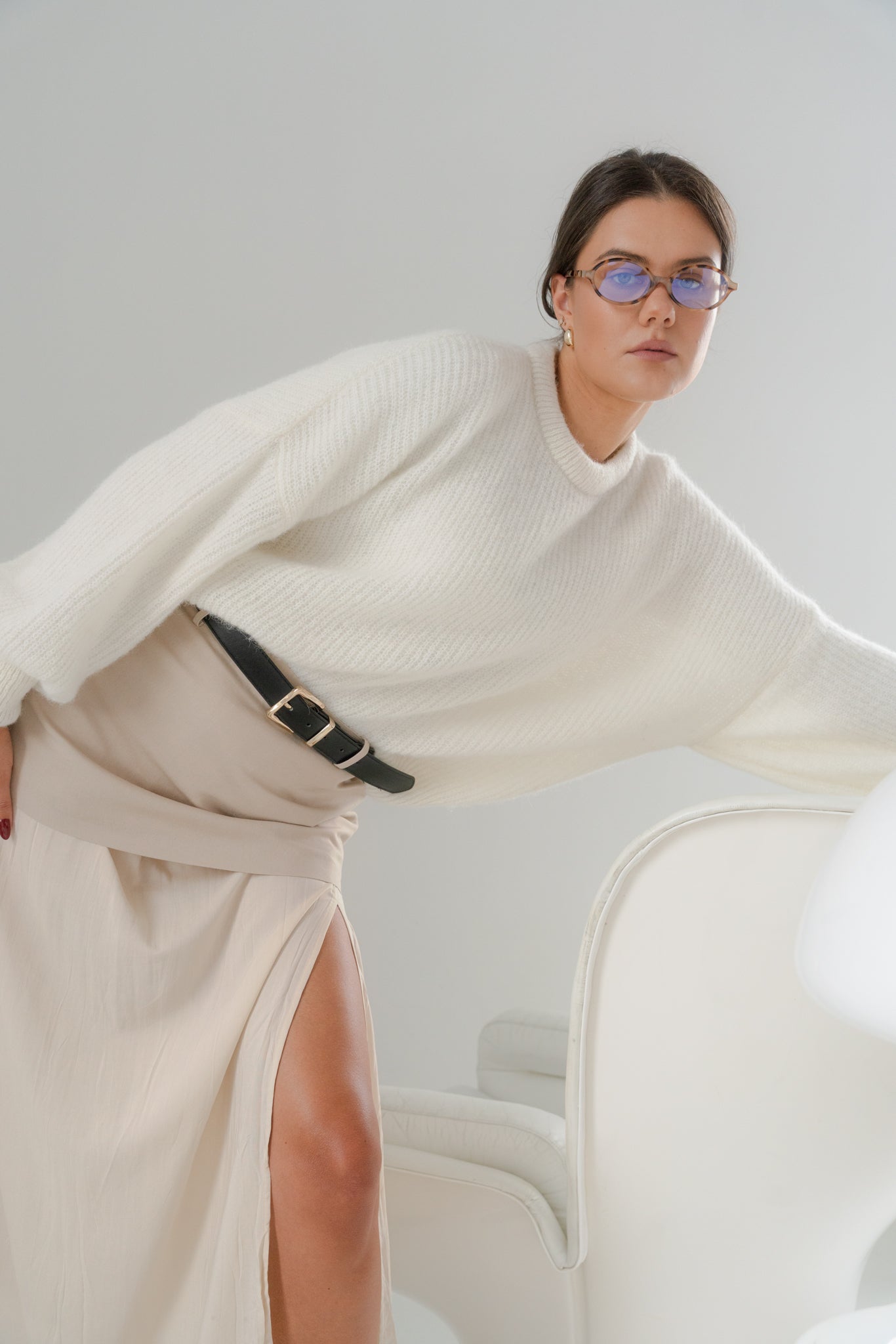 SOFT ROME Mohair and Merino Wool Sweater White